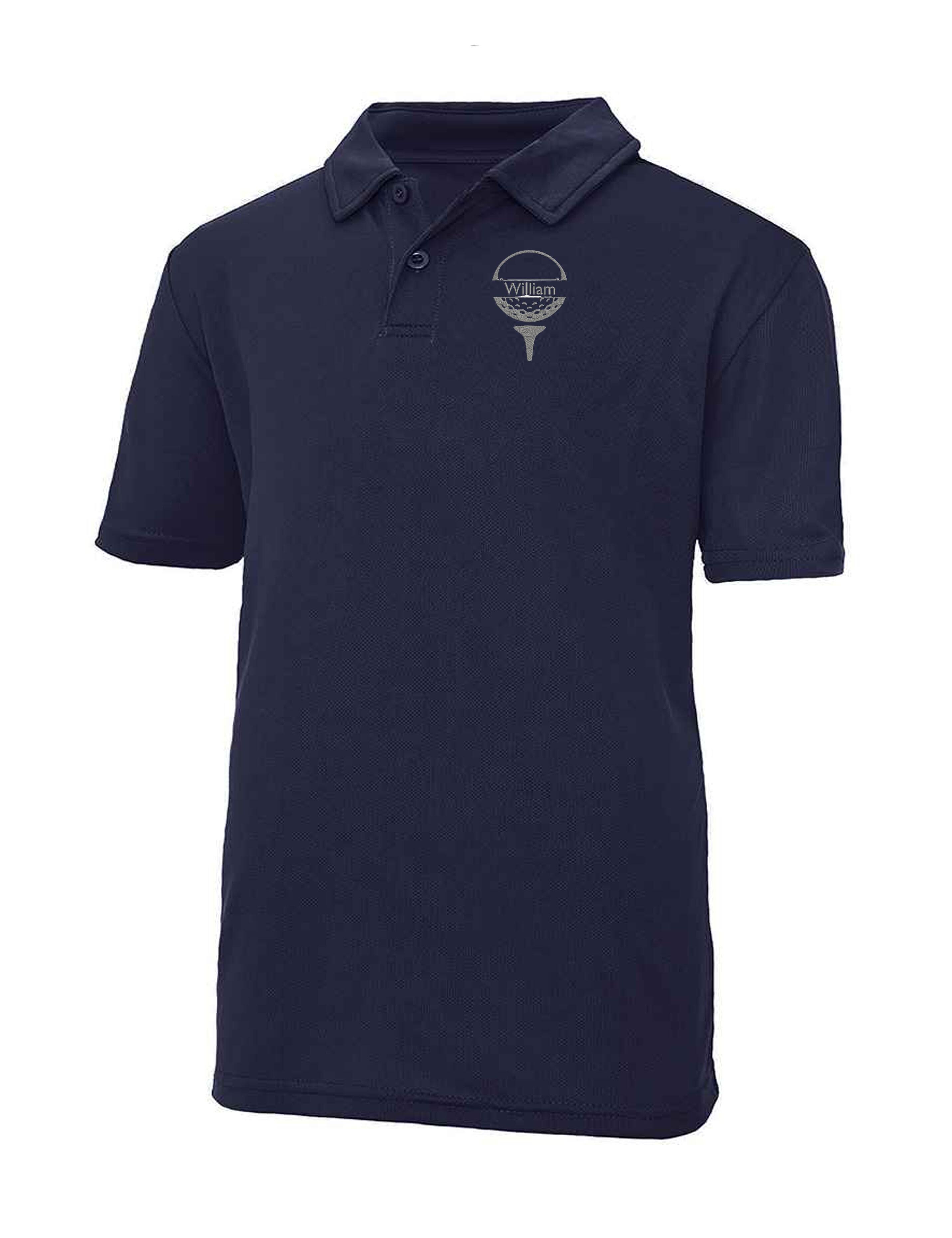 Golf Ball Design Dri-Fit Kids Golf Polo Shirt Navy