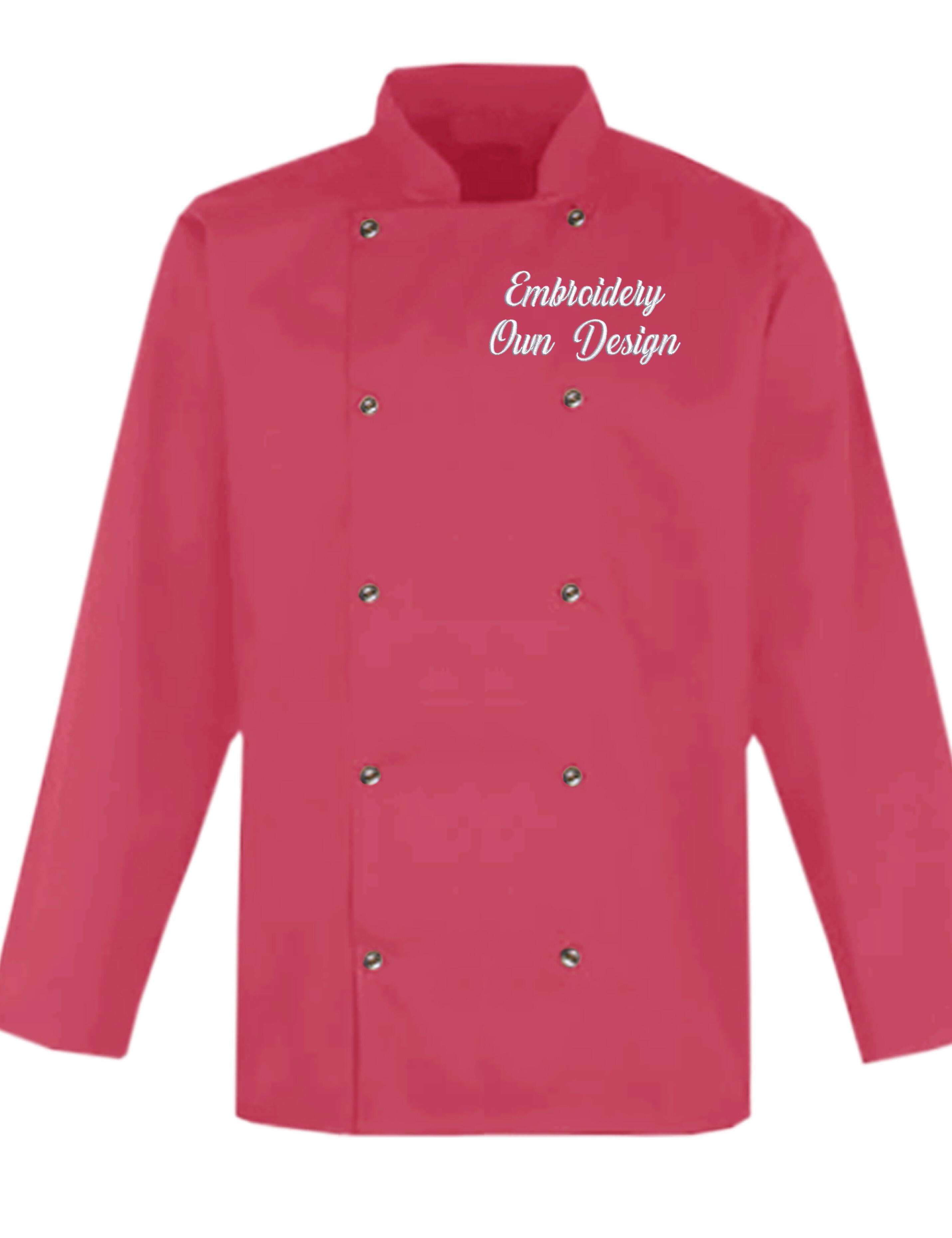 Personalised Long Sleeve Chef's Jacket coral with embroidery