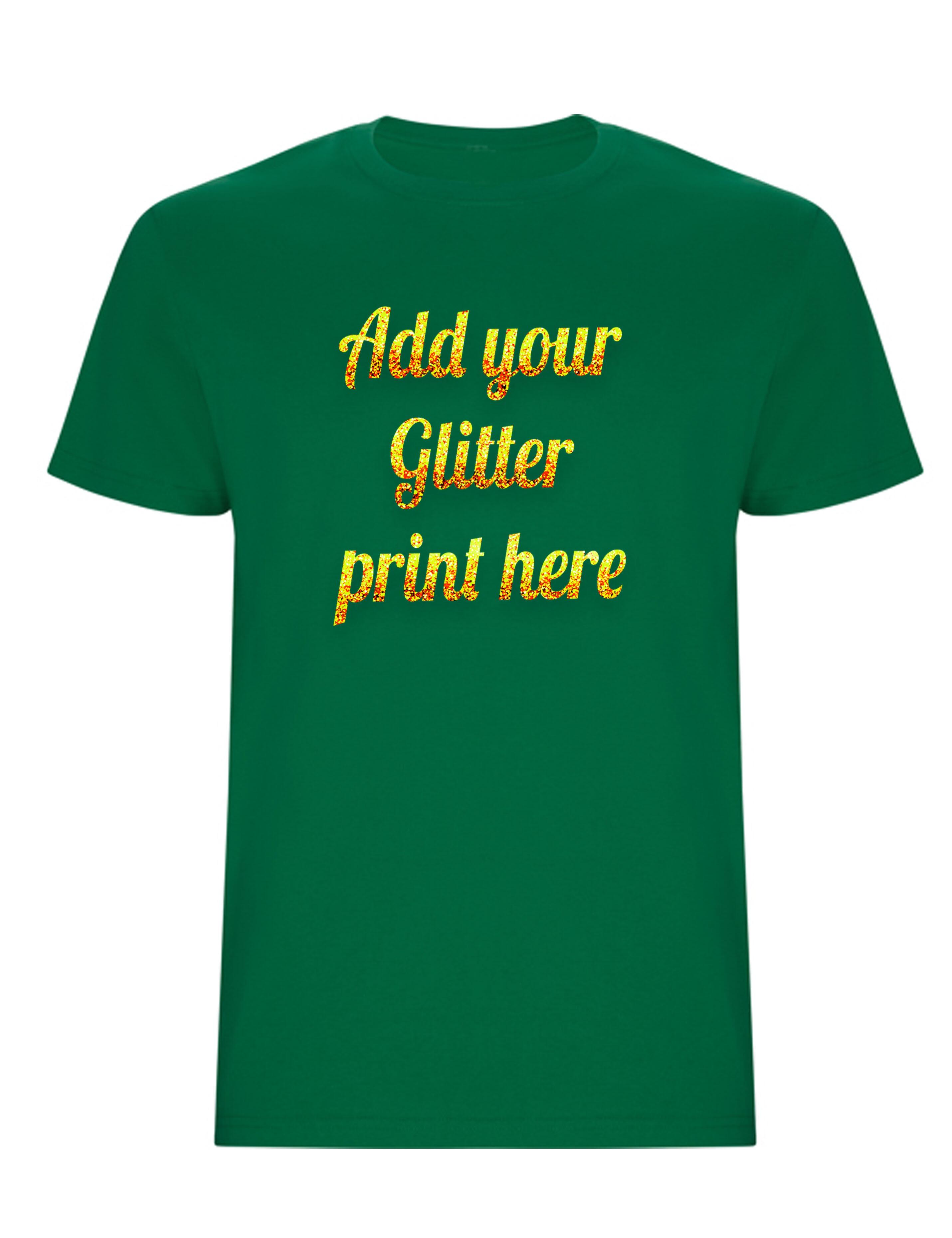 Custom Glitter Printed Kids T-Shirt Kelly Green