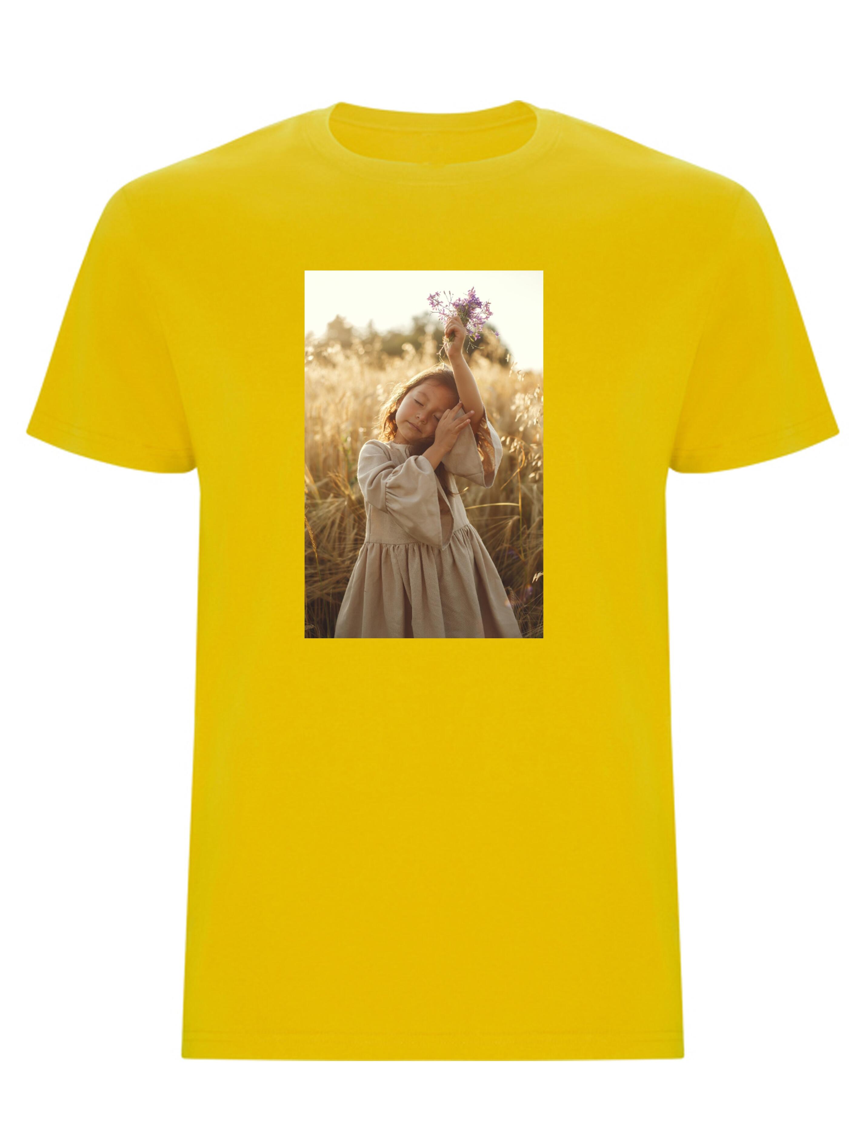 Custom Photo Printed Heavyweight Kids T-Shirt Yellow