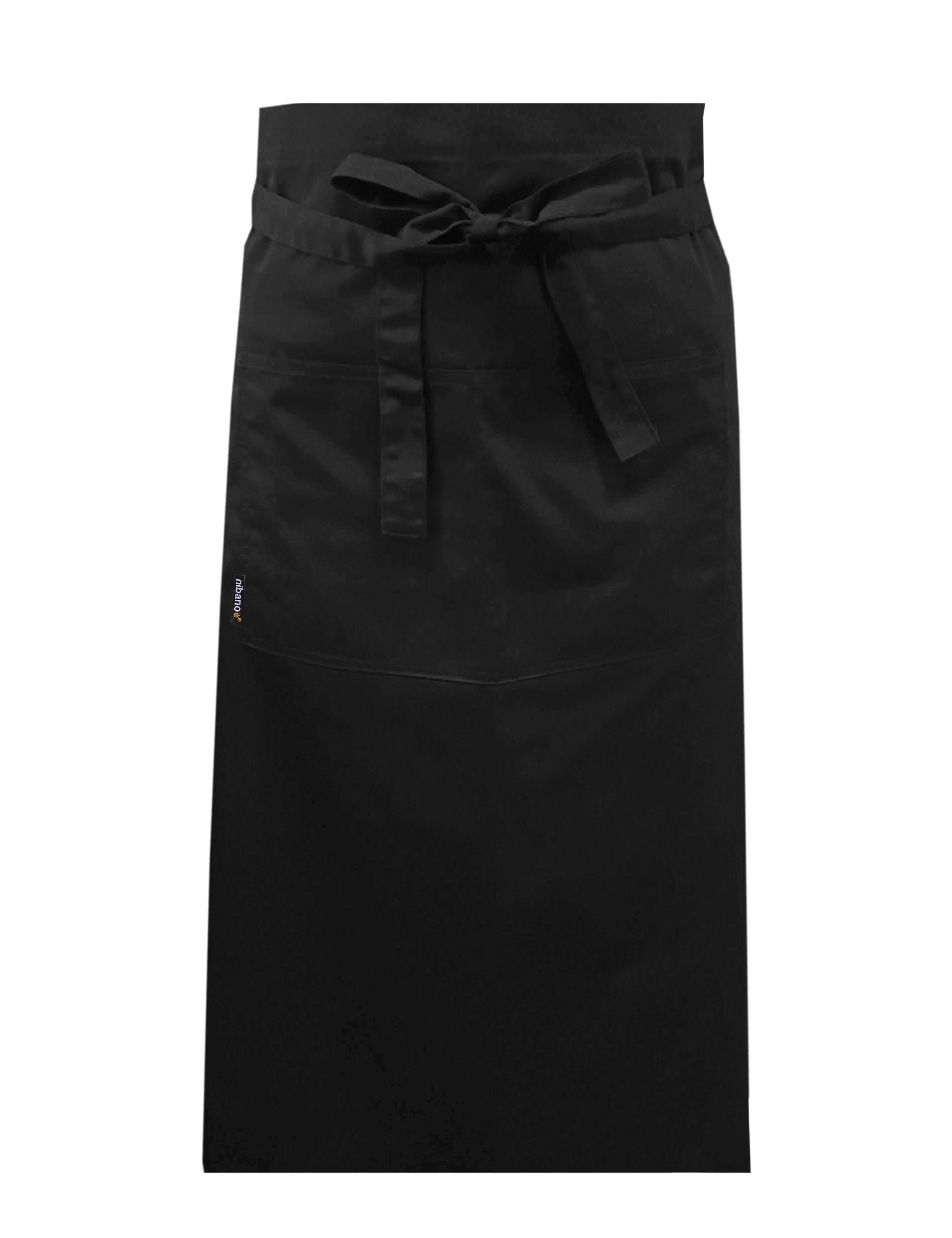 Nibano Long Waist Apron with pockets Black