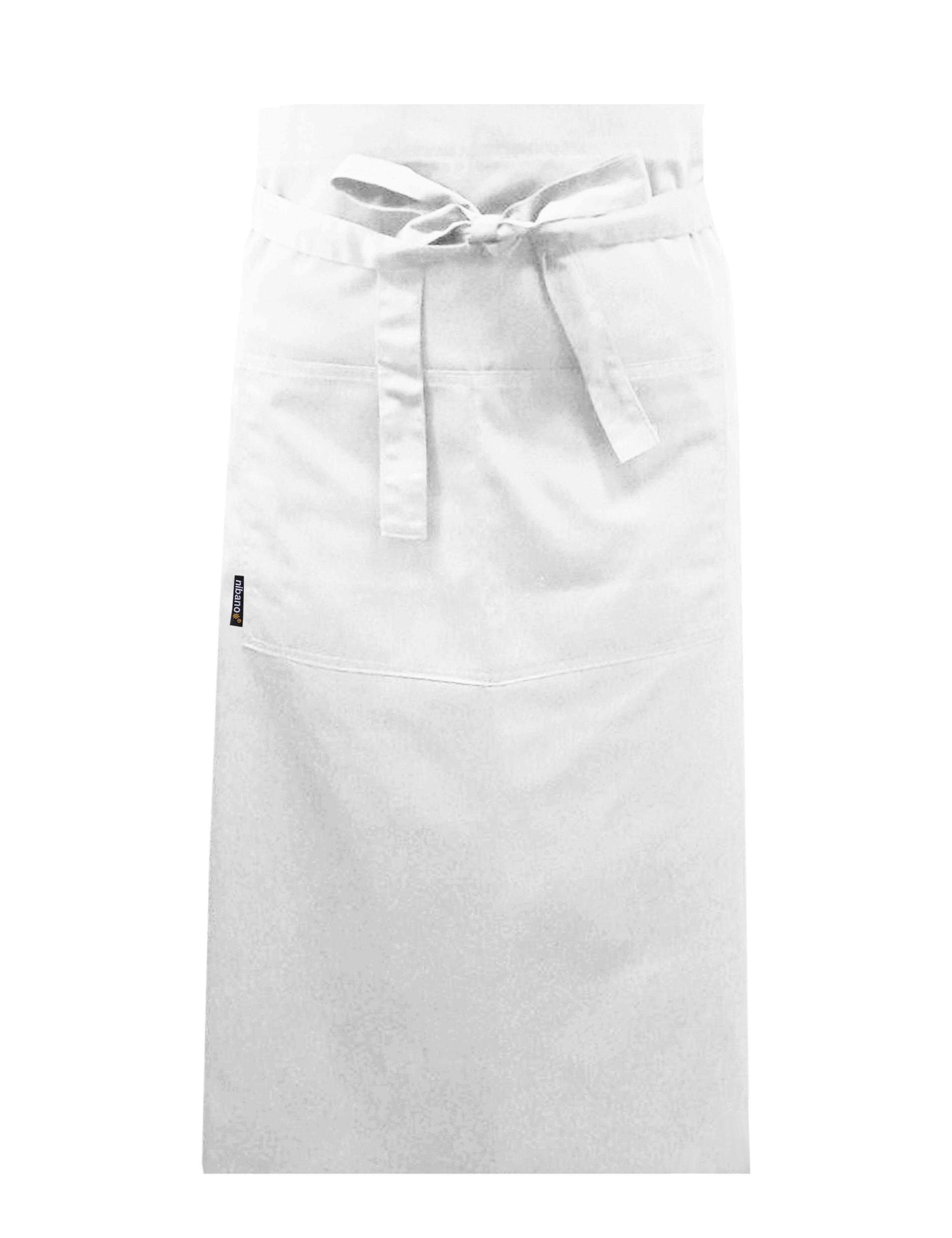 Nibano Long Waist Apron with pockets White