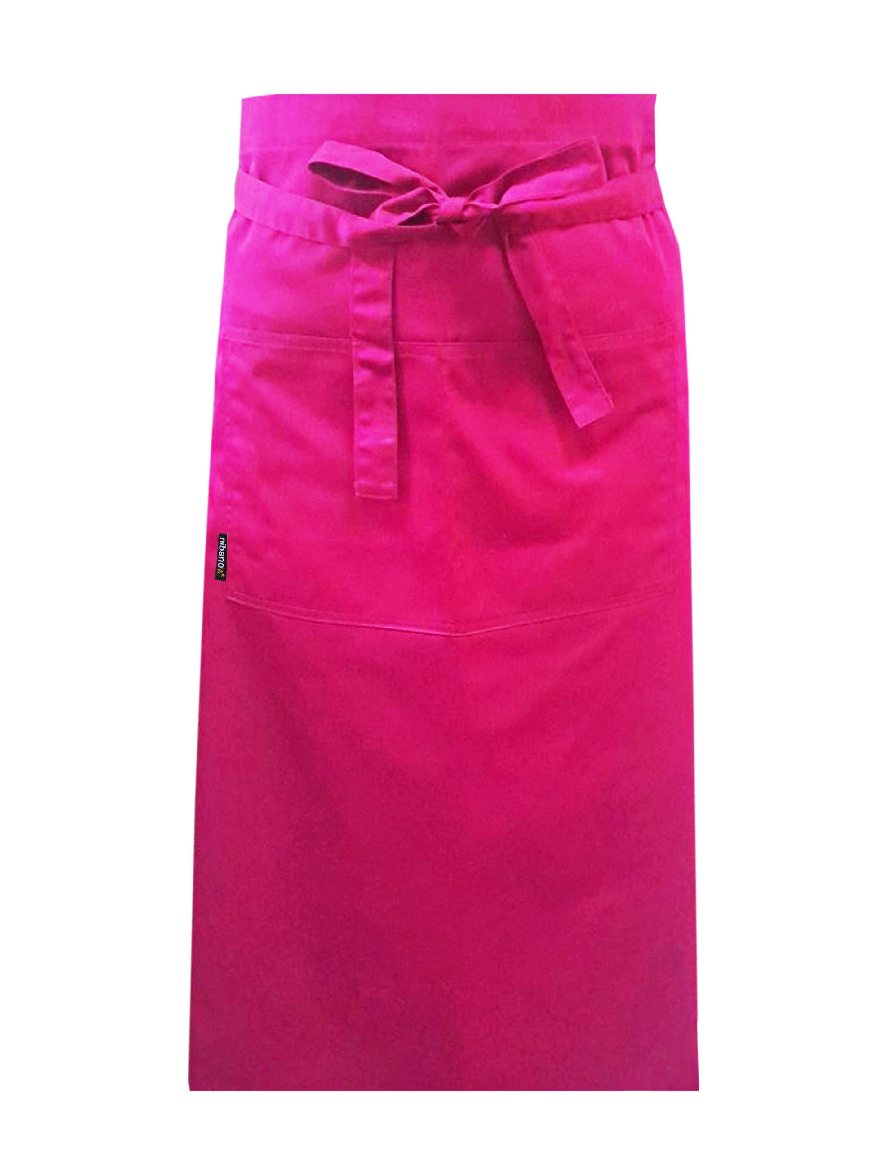 Nibano Long Waist Apron with pockets Hot Pink