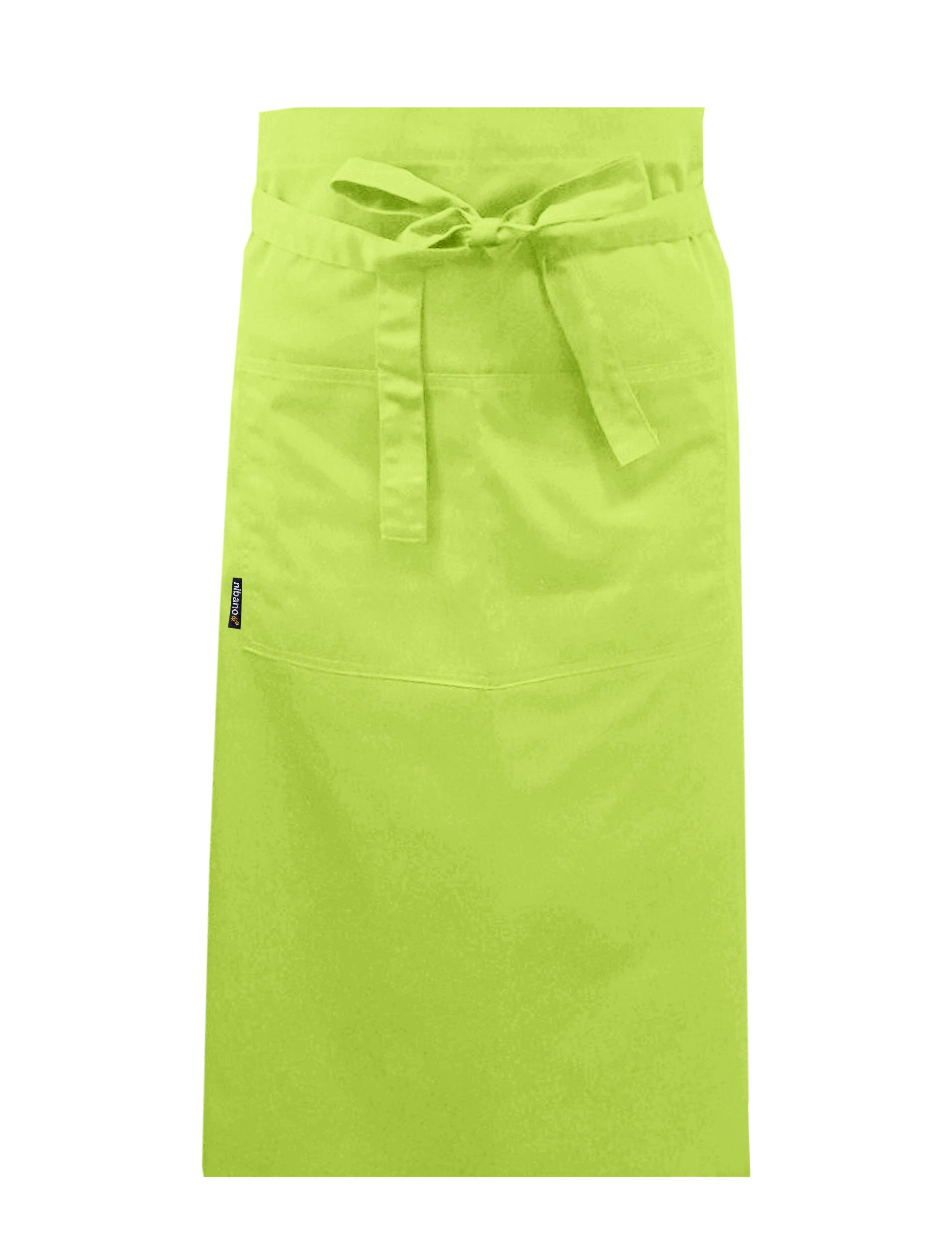 Nibano Long Waist Apron with pockets Lime