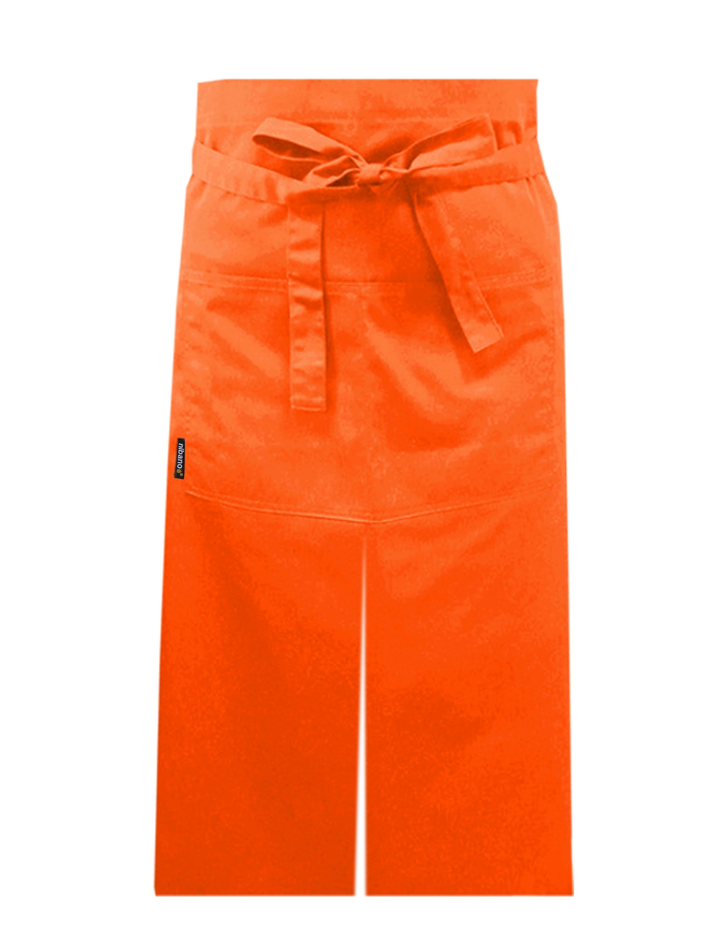 Nibano long waist apron with split orange