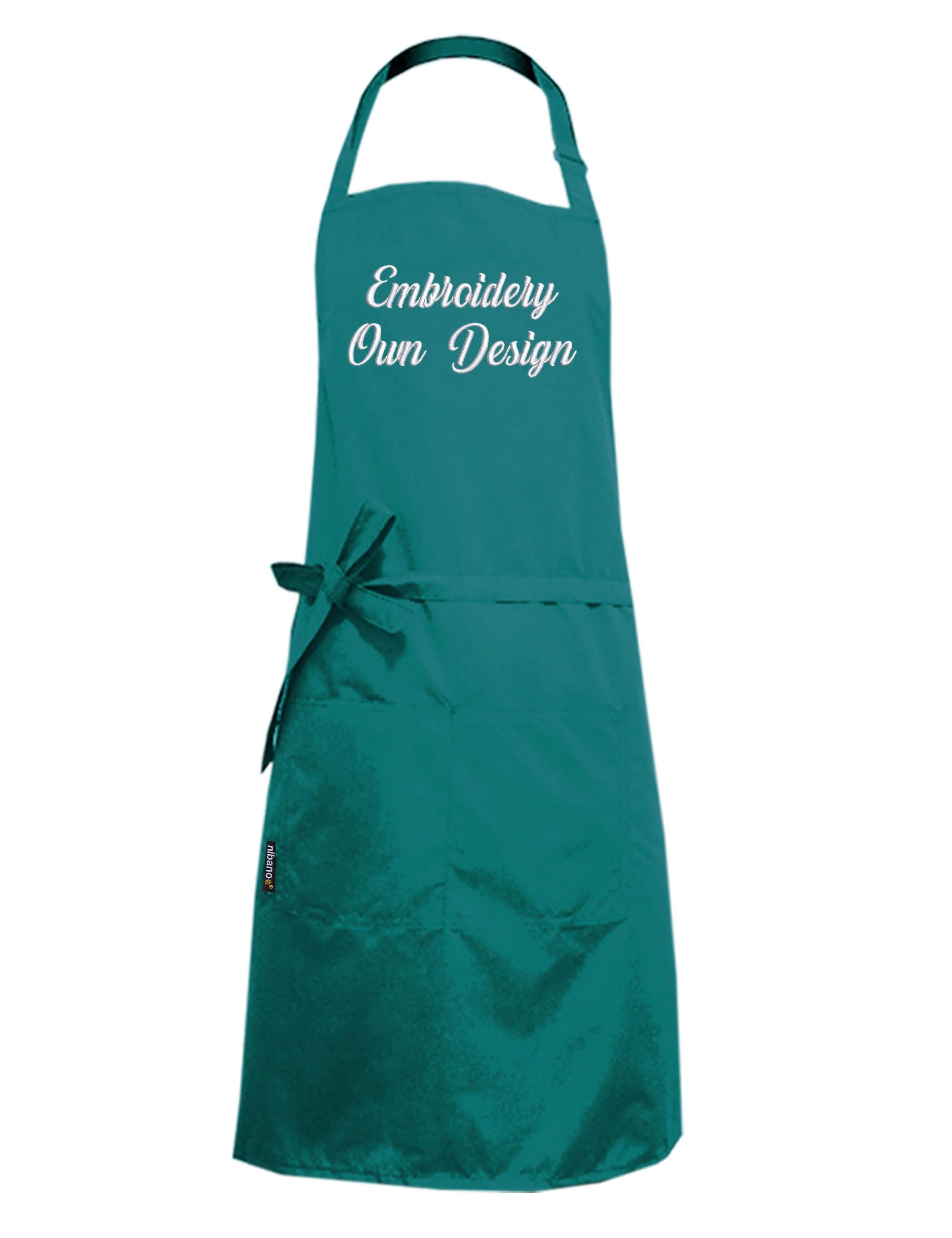 Nibano embroidered teal waterproof grooming and hair salon apron plus size