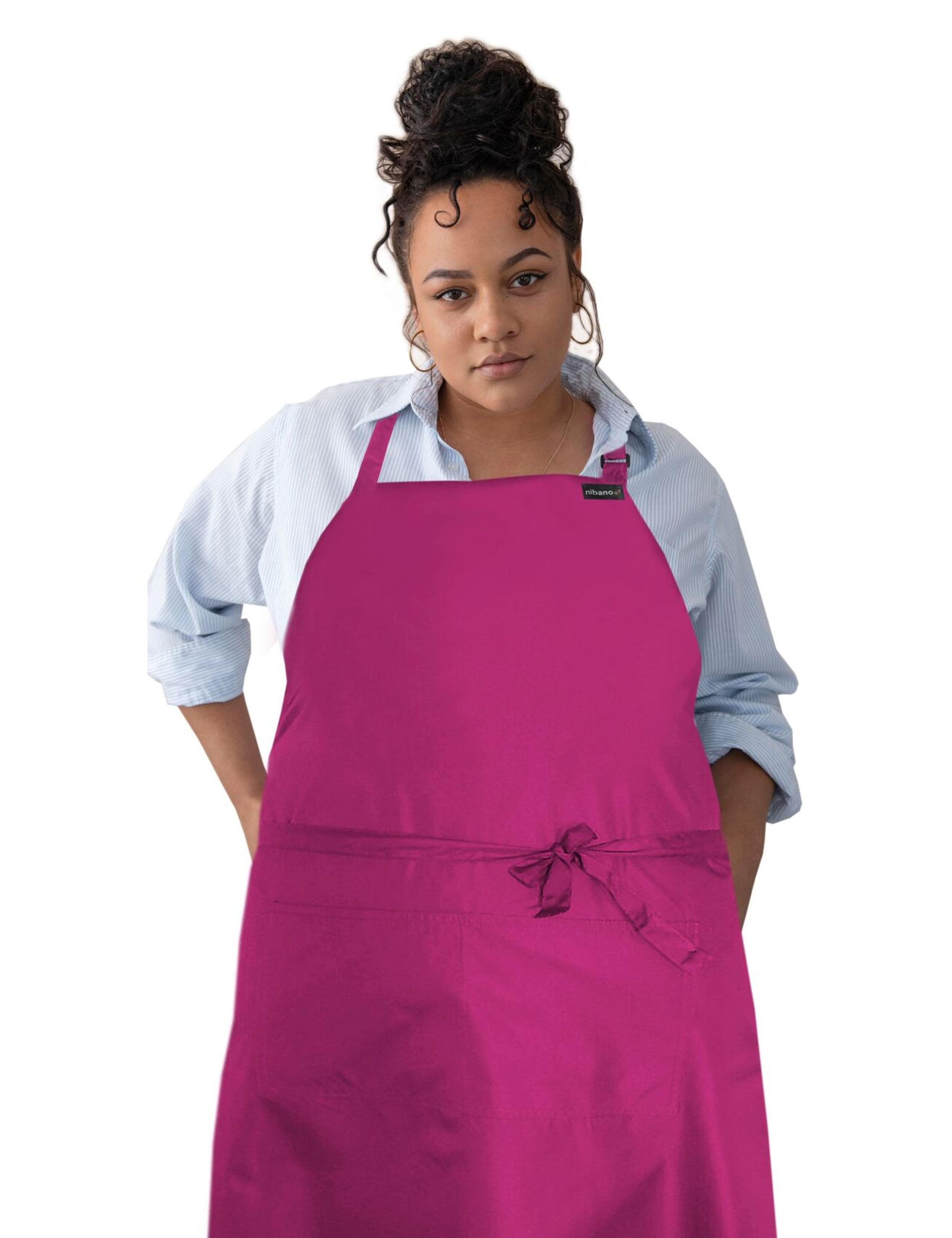 Personalised embroidered hot pink waterproof barber and salon apron