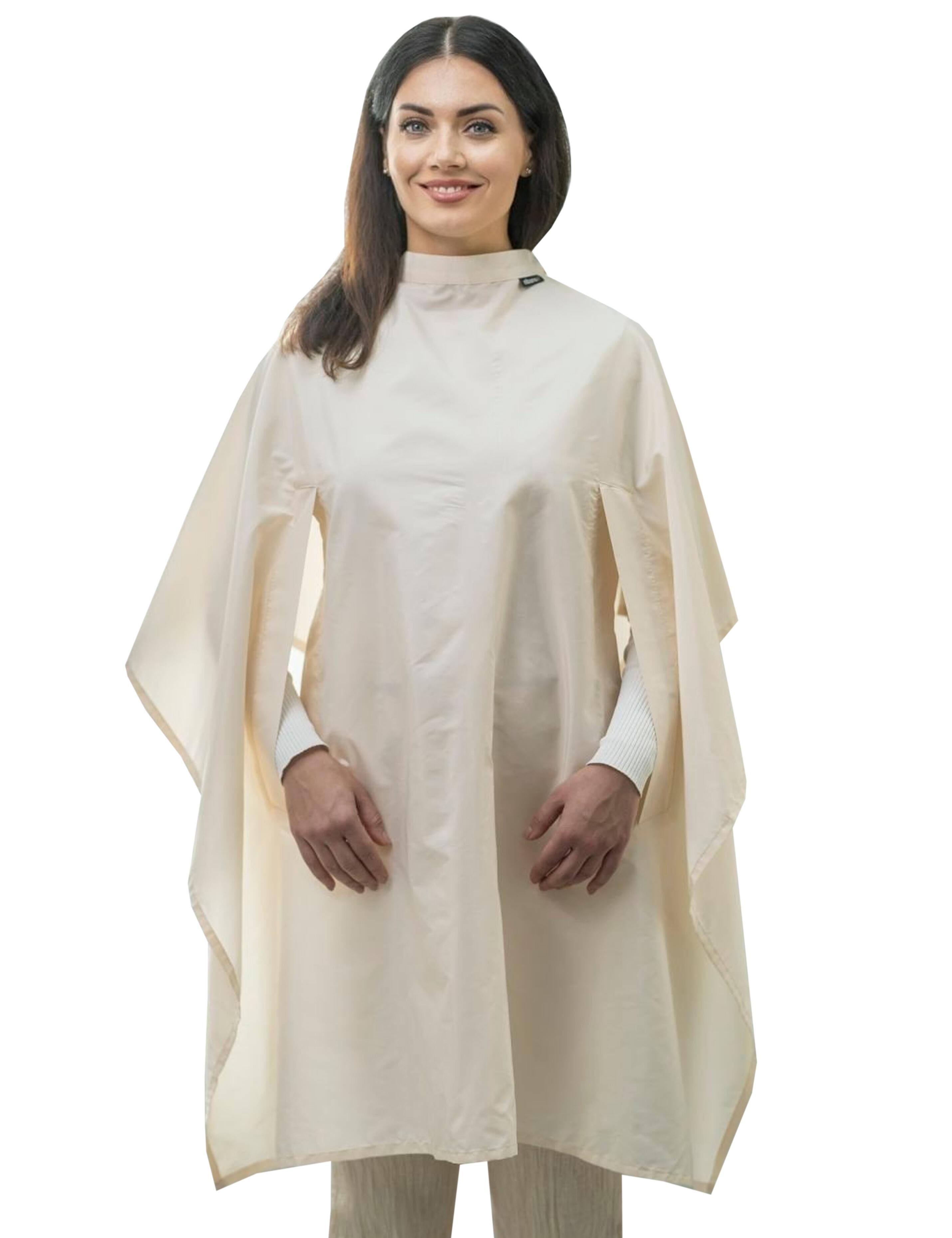 Haircutting gown with hand slits cream