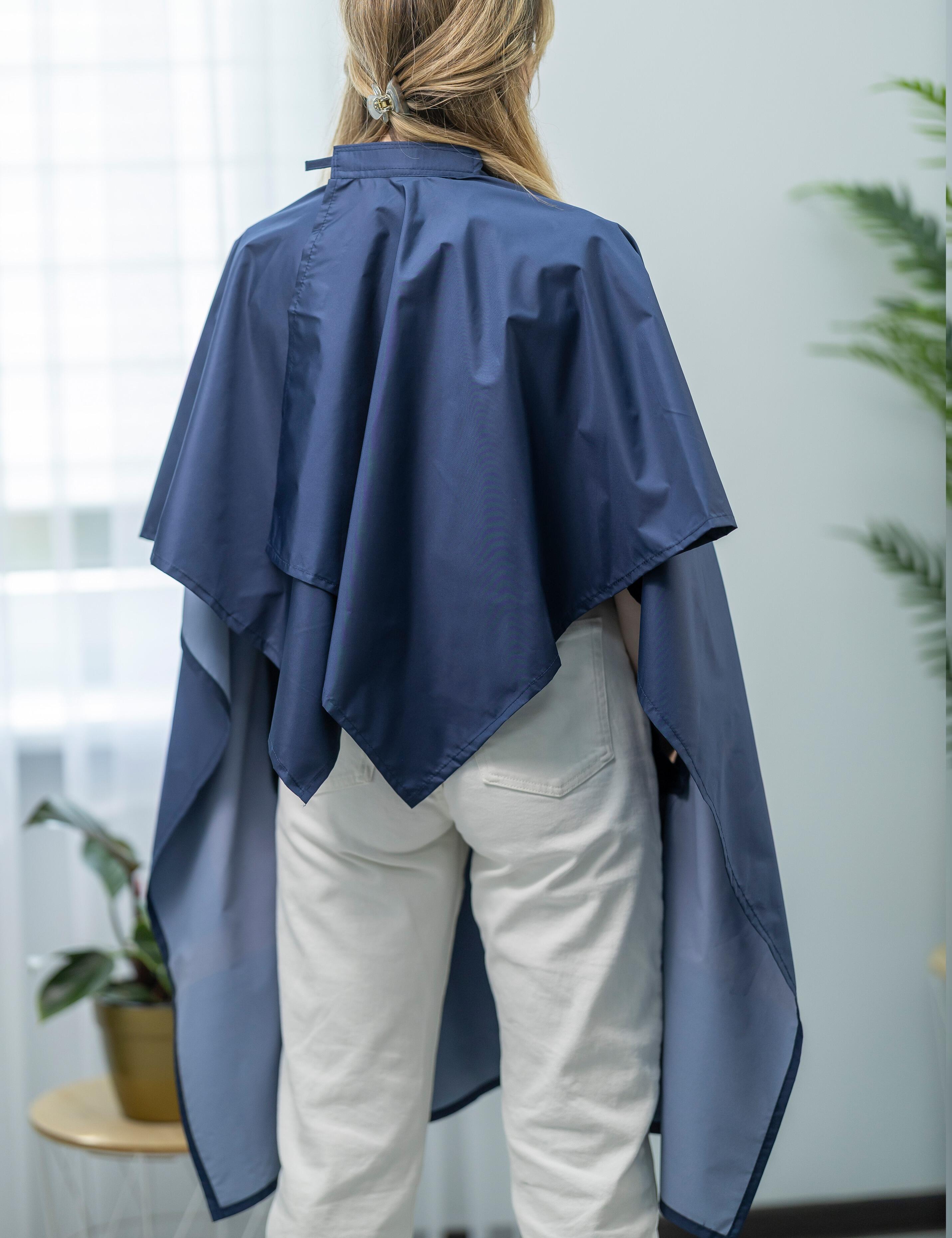 Hair salon gown with hand slits navy for hairdressers