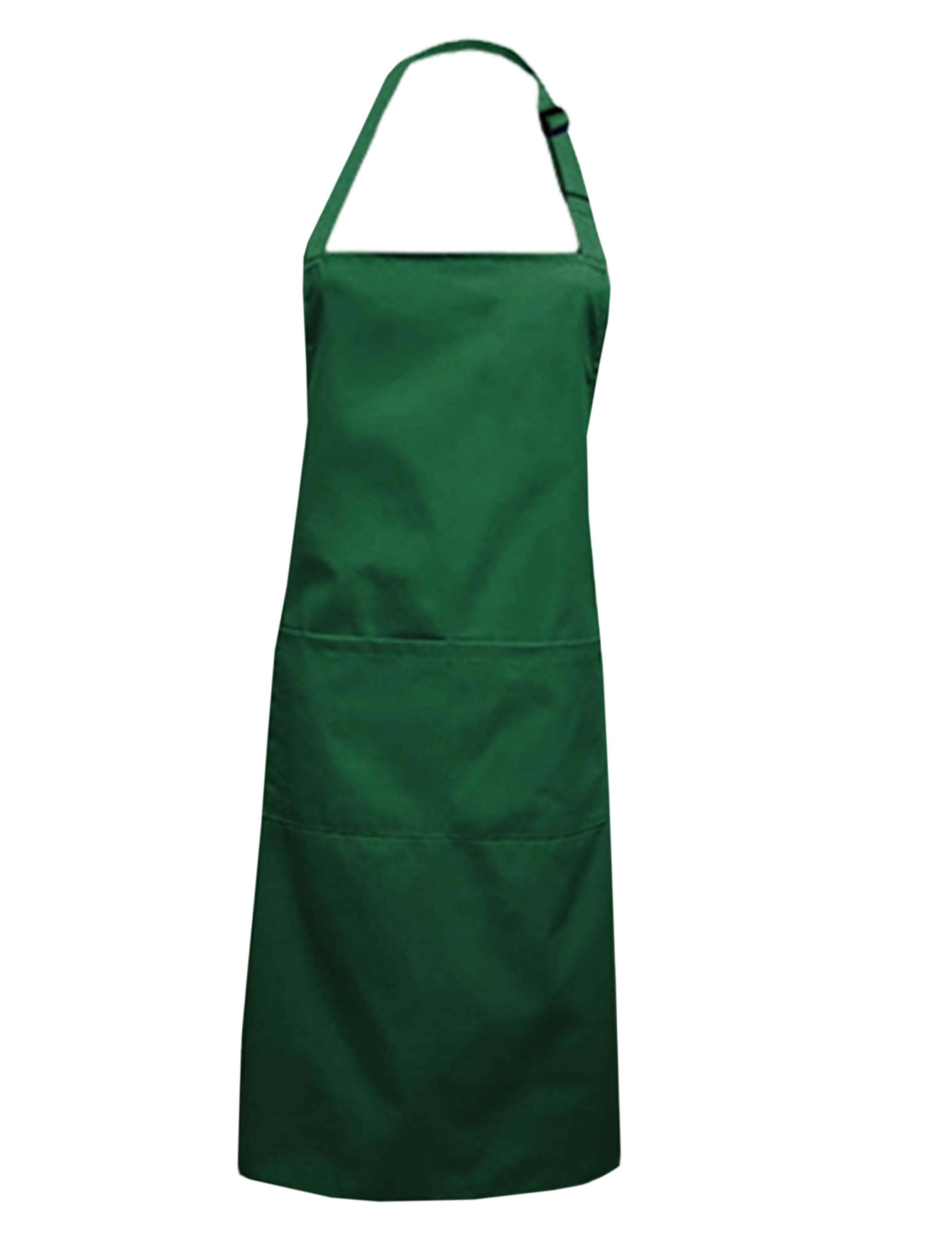 kelly green Black mid-length polycotton bib apron plain professional workwear