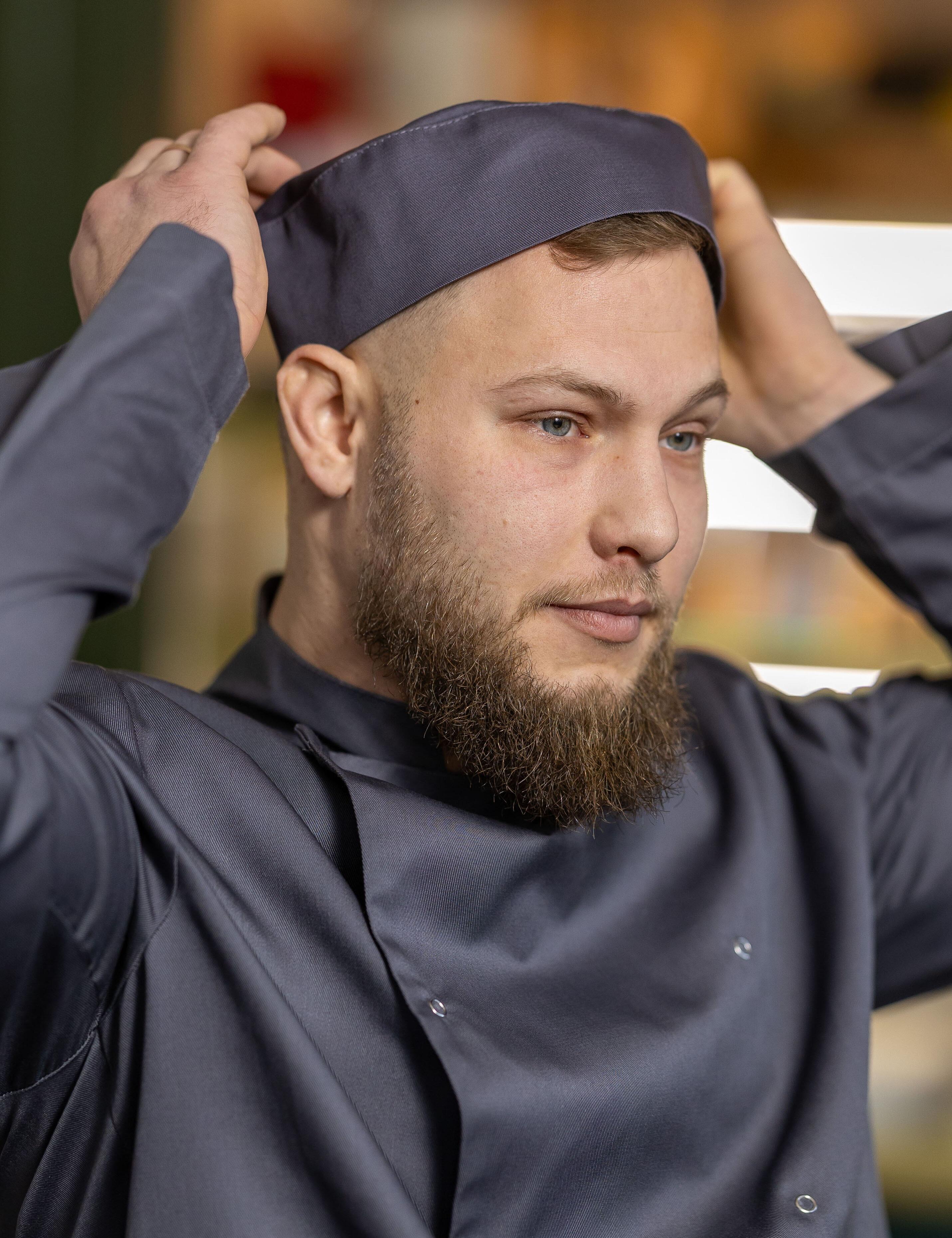 Dark Grey professional chef skull cap available plain, printed or embroidered