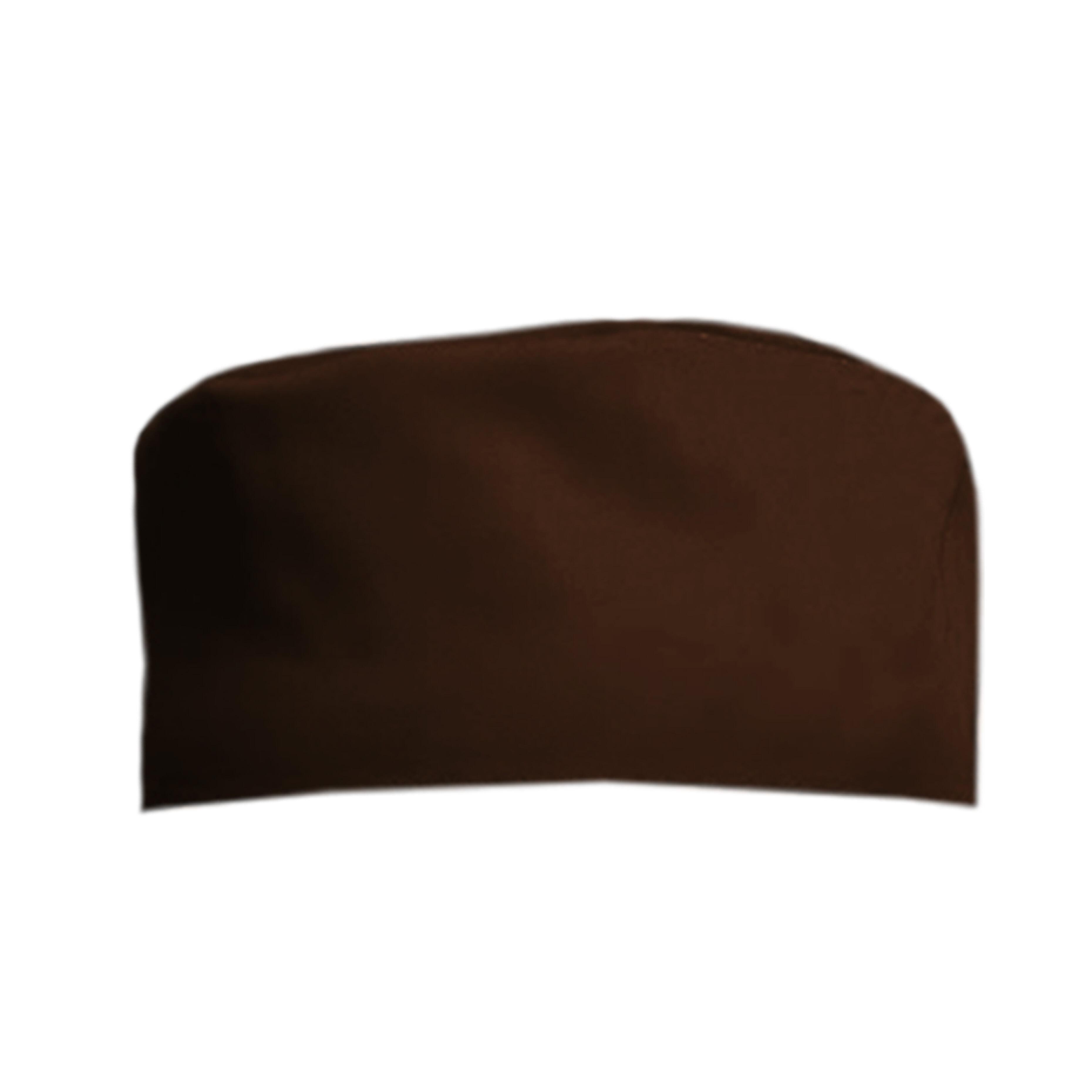 Brown professional chef skull cap for kitchen and catering staff