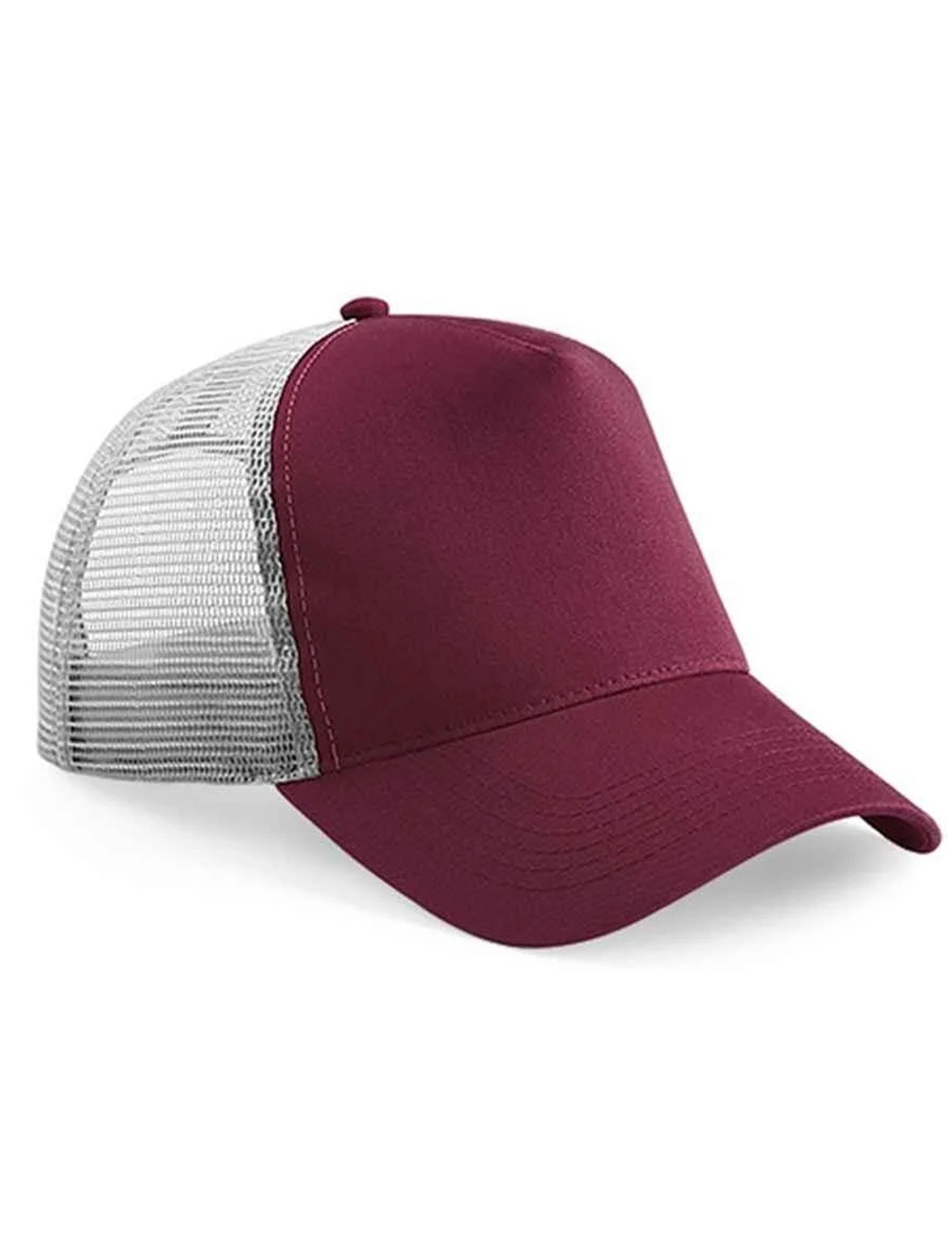 Personalised Embroidered Snapback Trucker Cap burgundy/grey