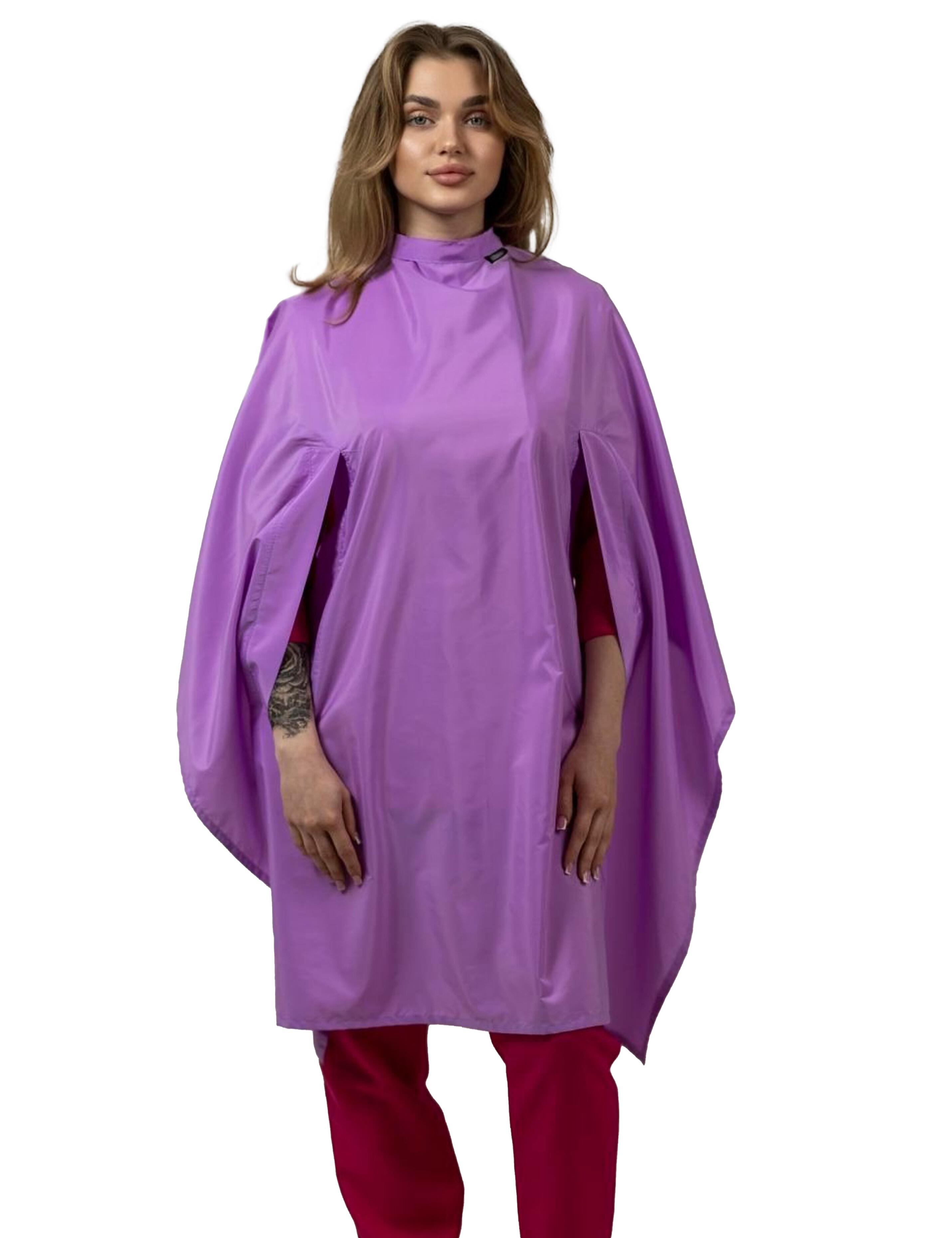 Hairdressing gown with hand slits lilac