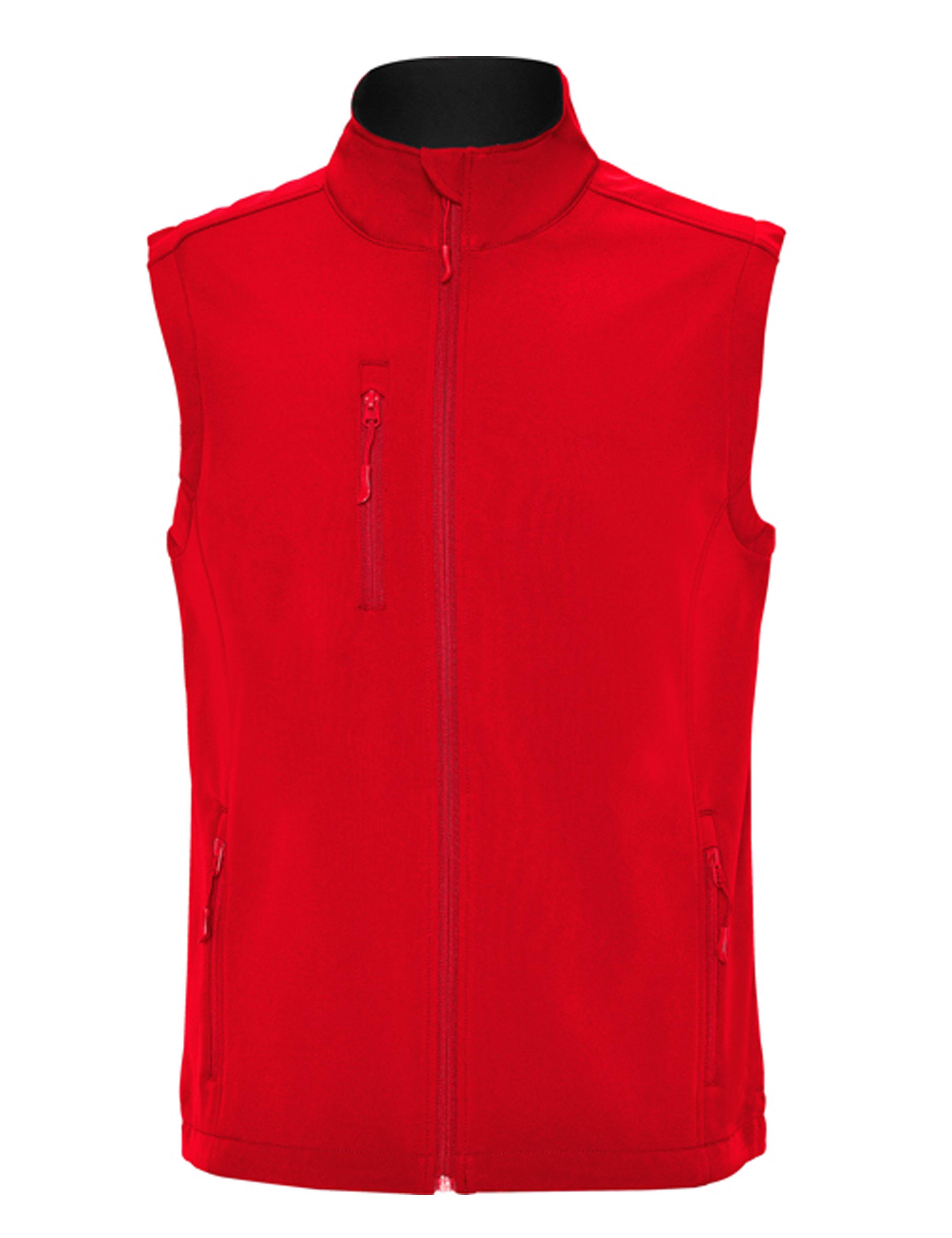 Red Sleeveless softshell jacket with custom branding options