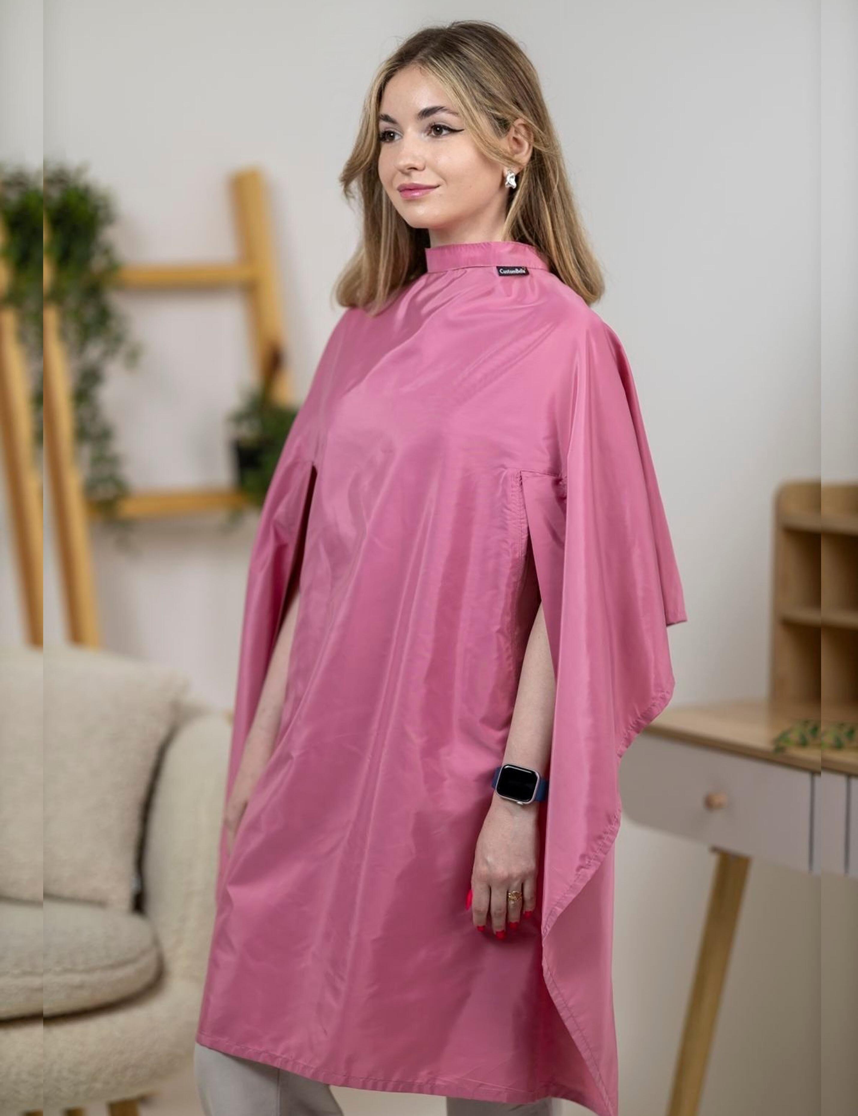 Elegant rose gold hairdressing cape with arm openings