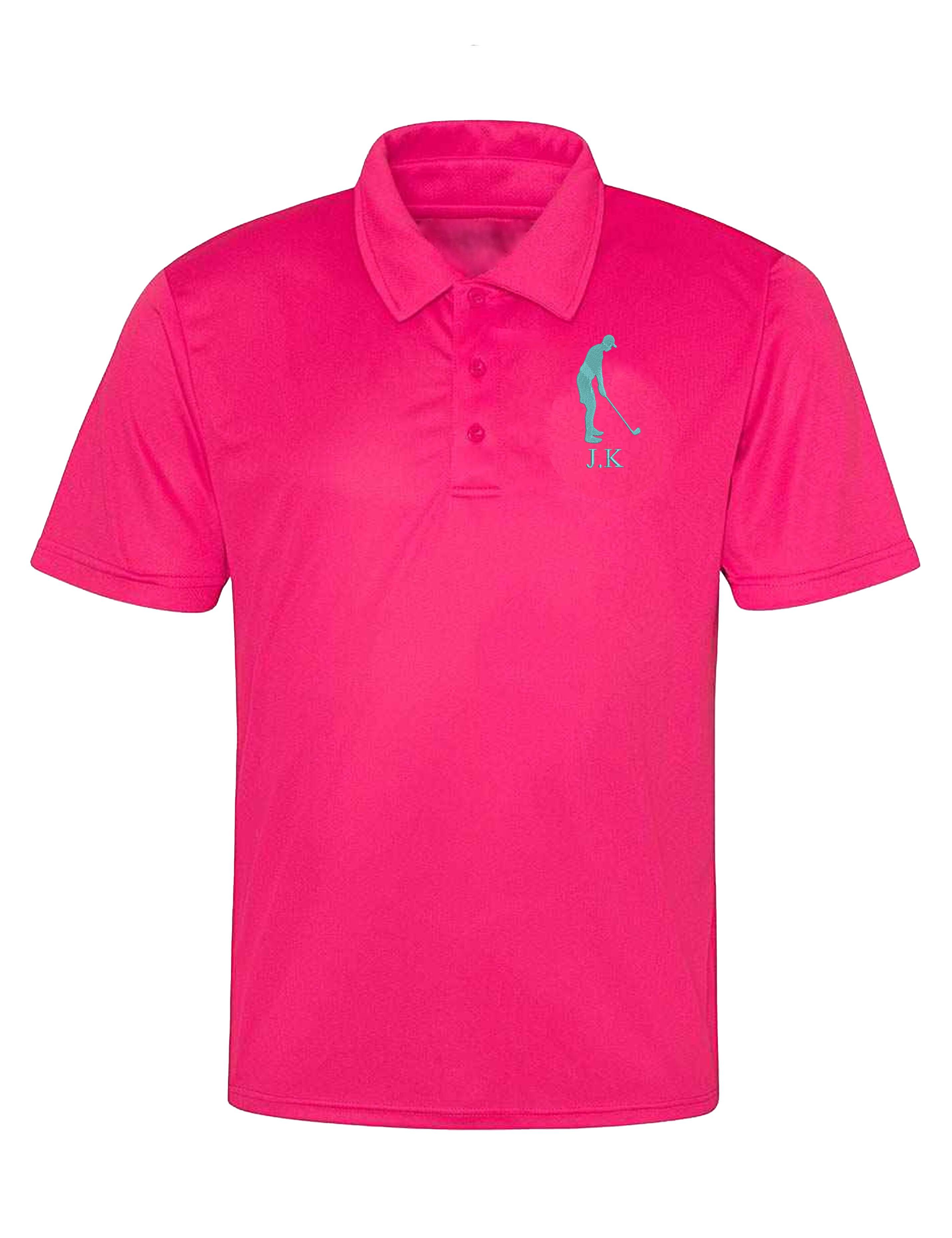 Men's Golf Design Dri-Fit Golf Polo Shirt Hot Pink