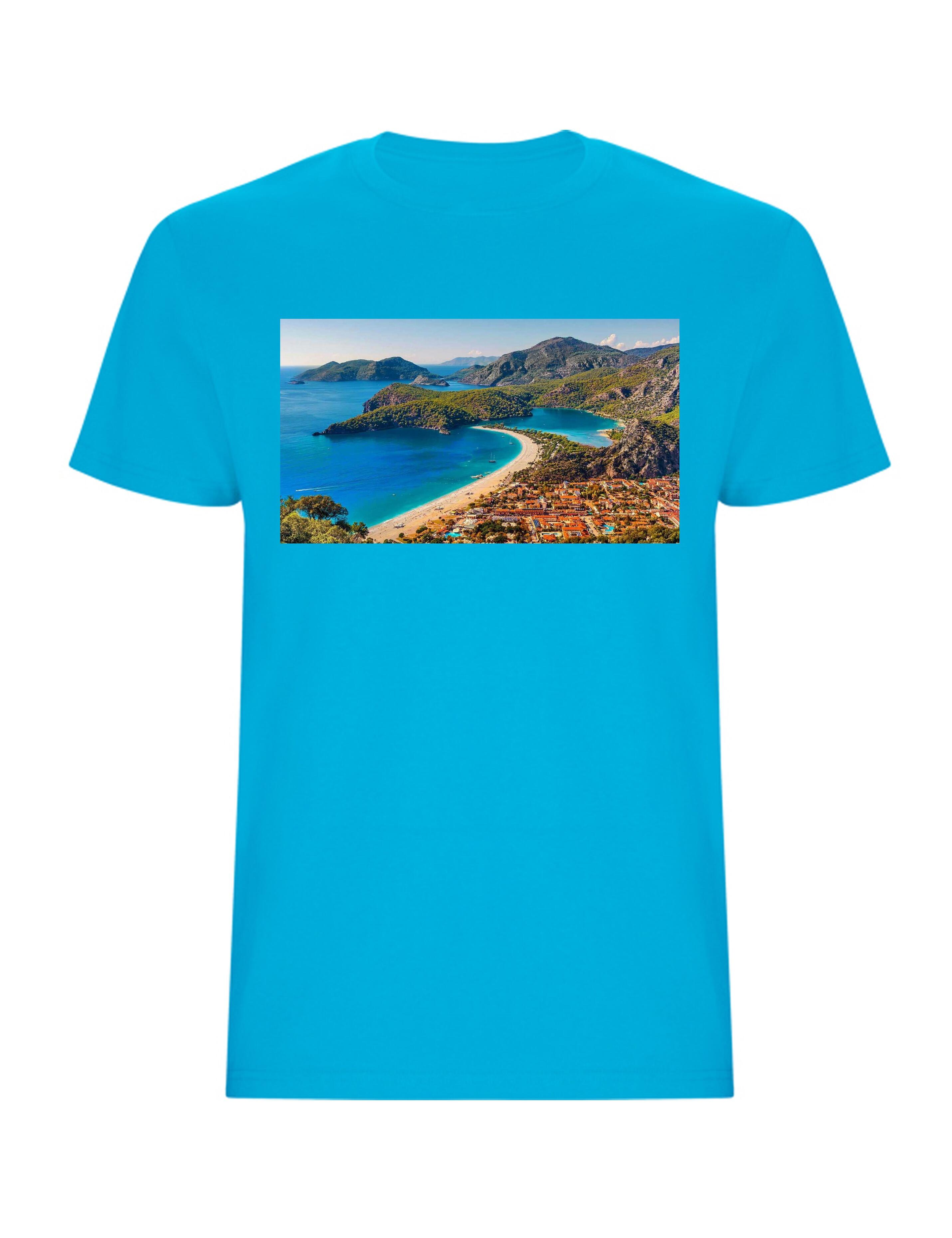 Personalised Photo Printed Short Sleeve T-Shirt Turquoise