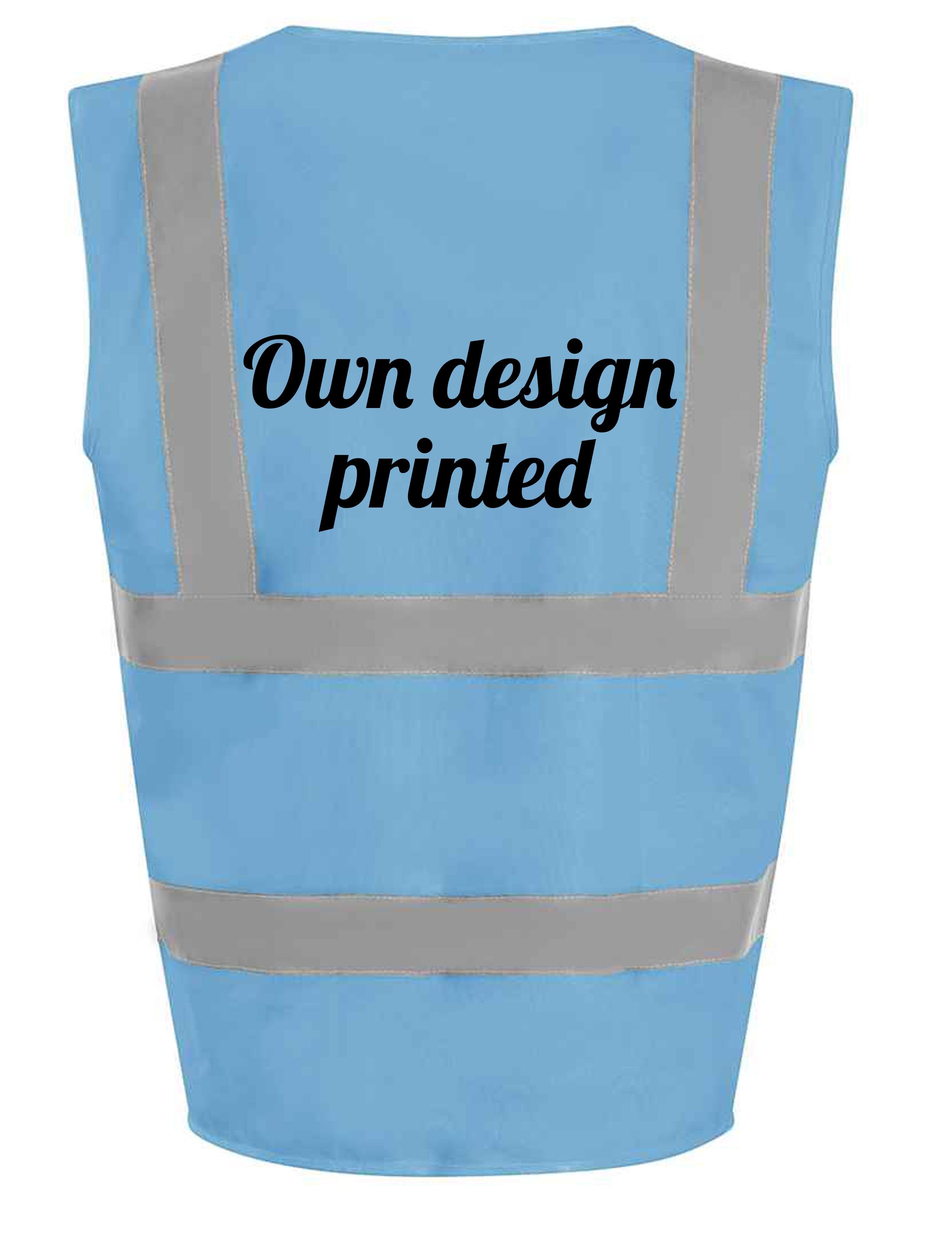 Customised High Visitbility Waistcoat Light Blue with print