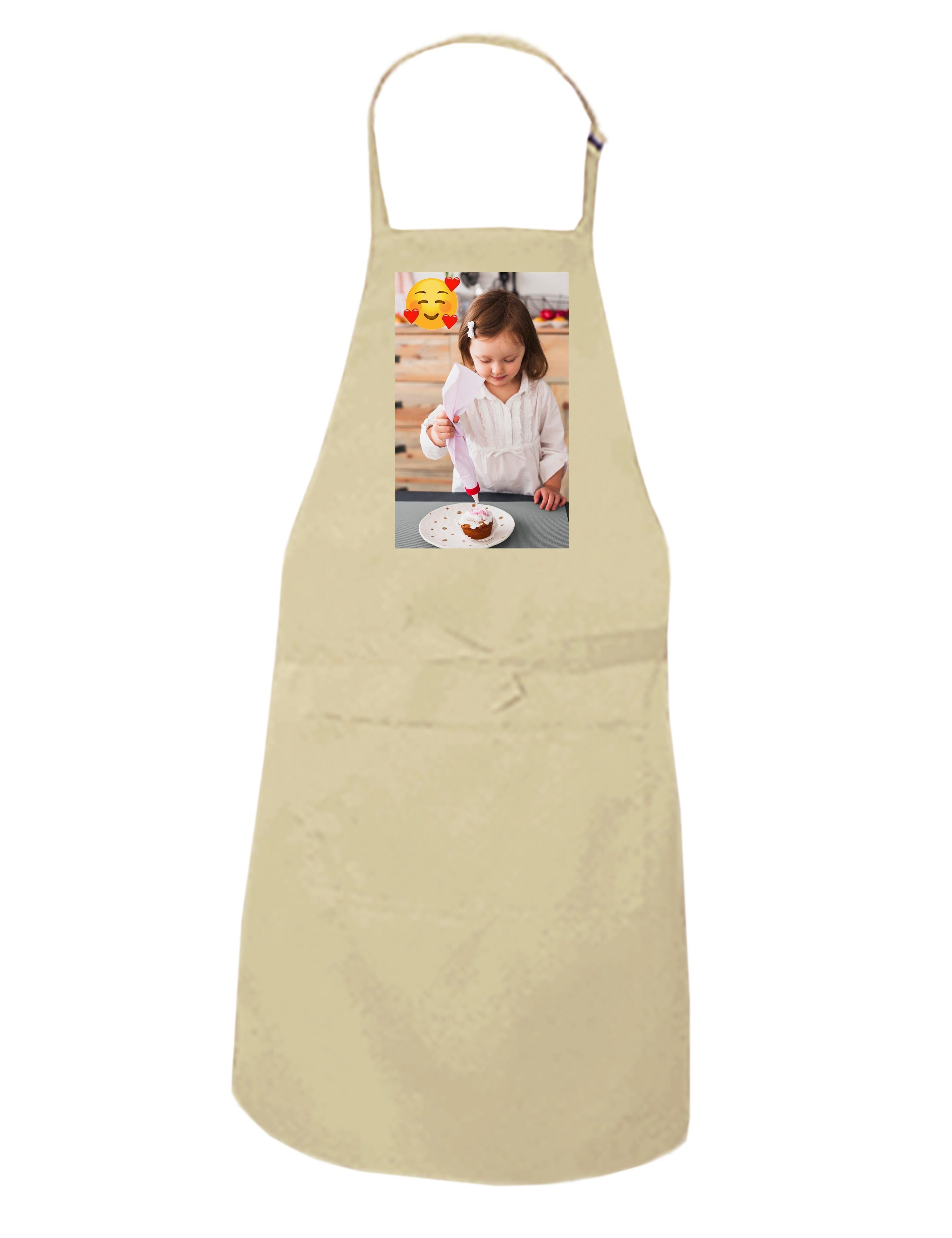 Personalised Photo Printed Kids Apron Cream