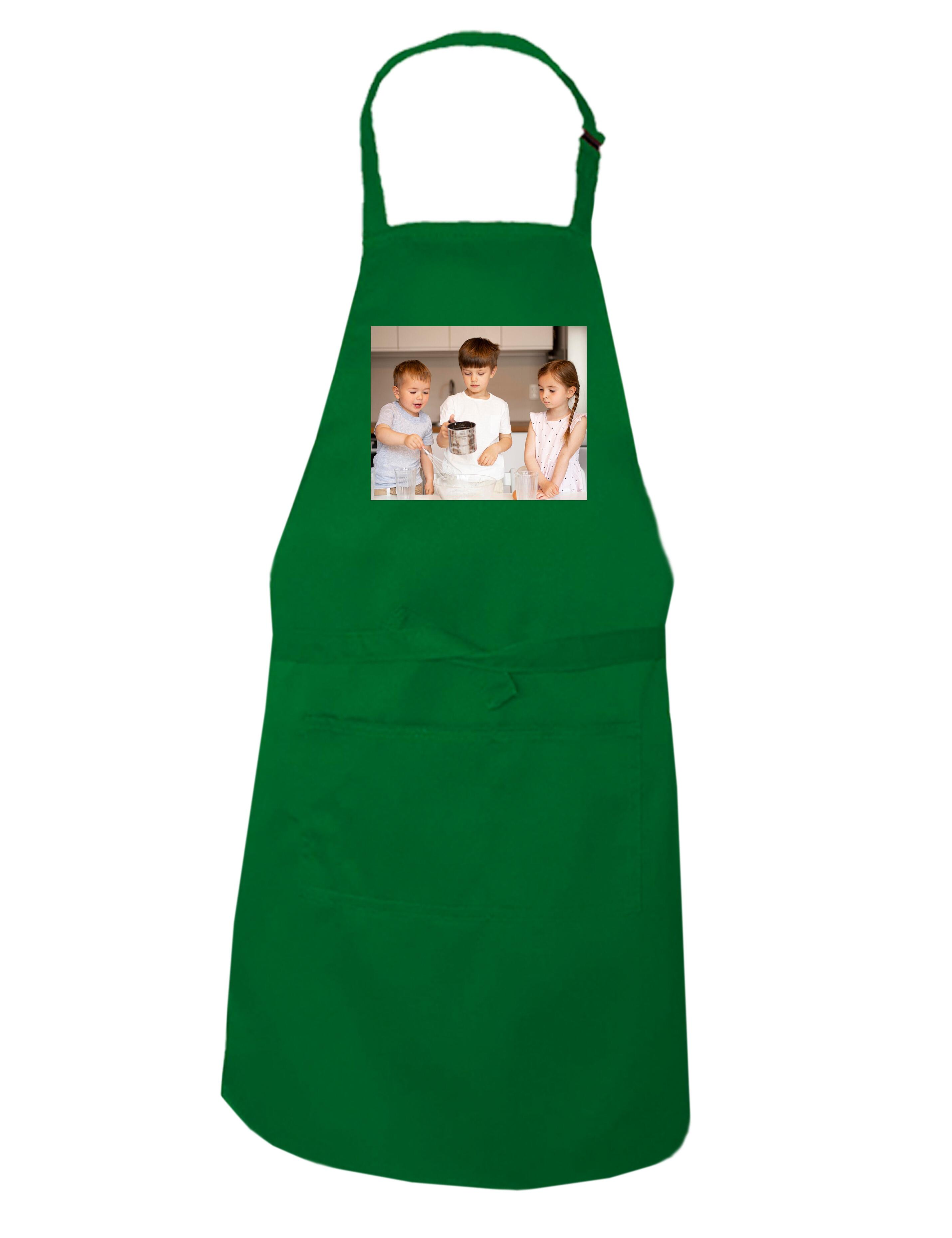 Personalised Photo Printed Kids Apron Kelly Green