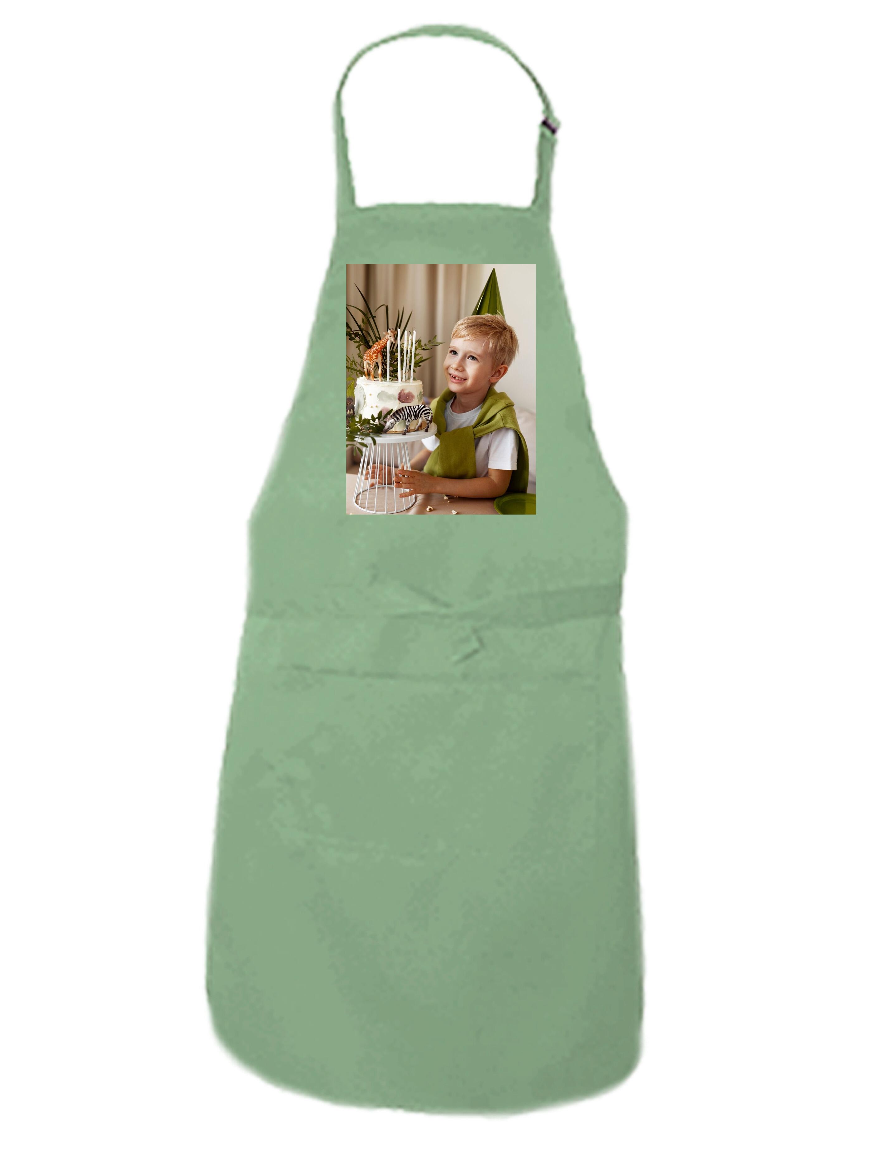 Personalised Photo Printed Kids Apron Pistachio