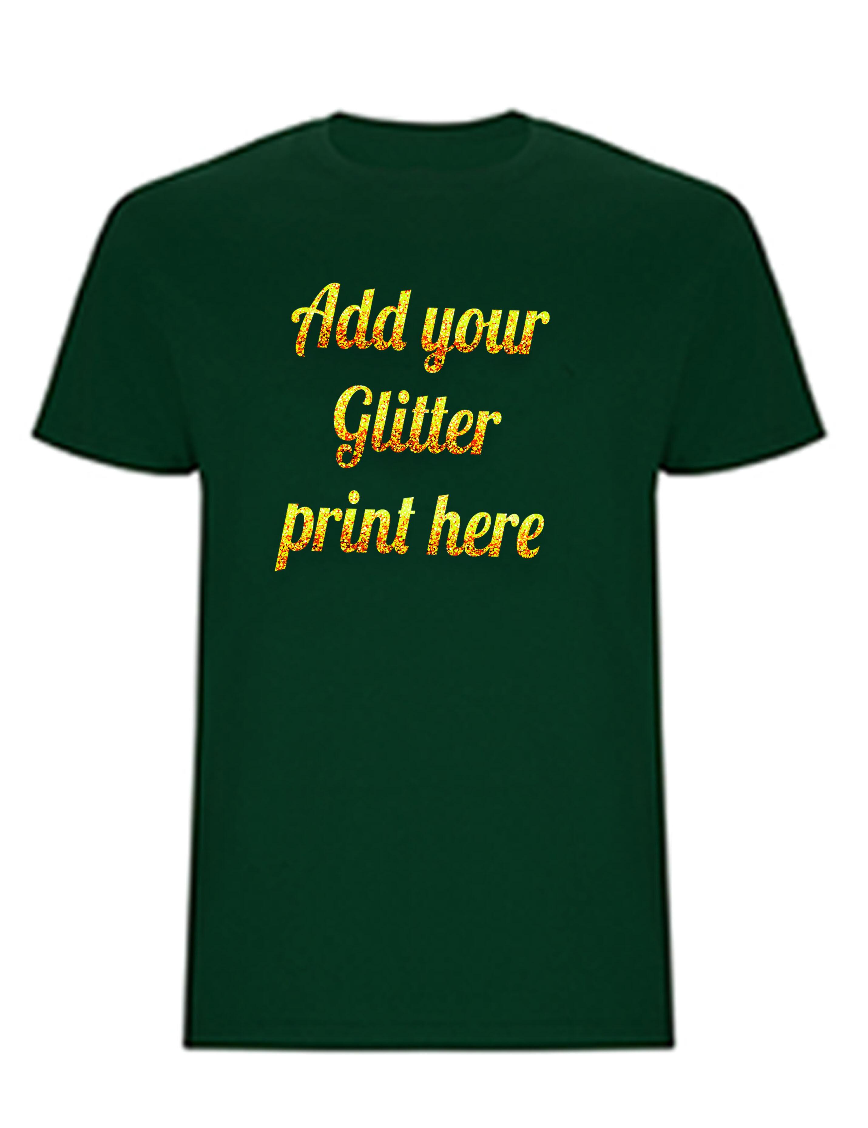 Glitter Printed Kids T-Shirt Bottle Green