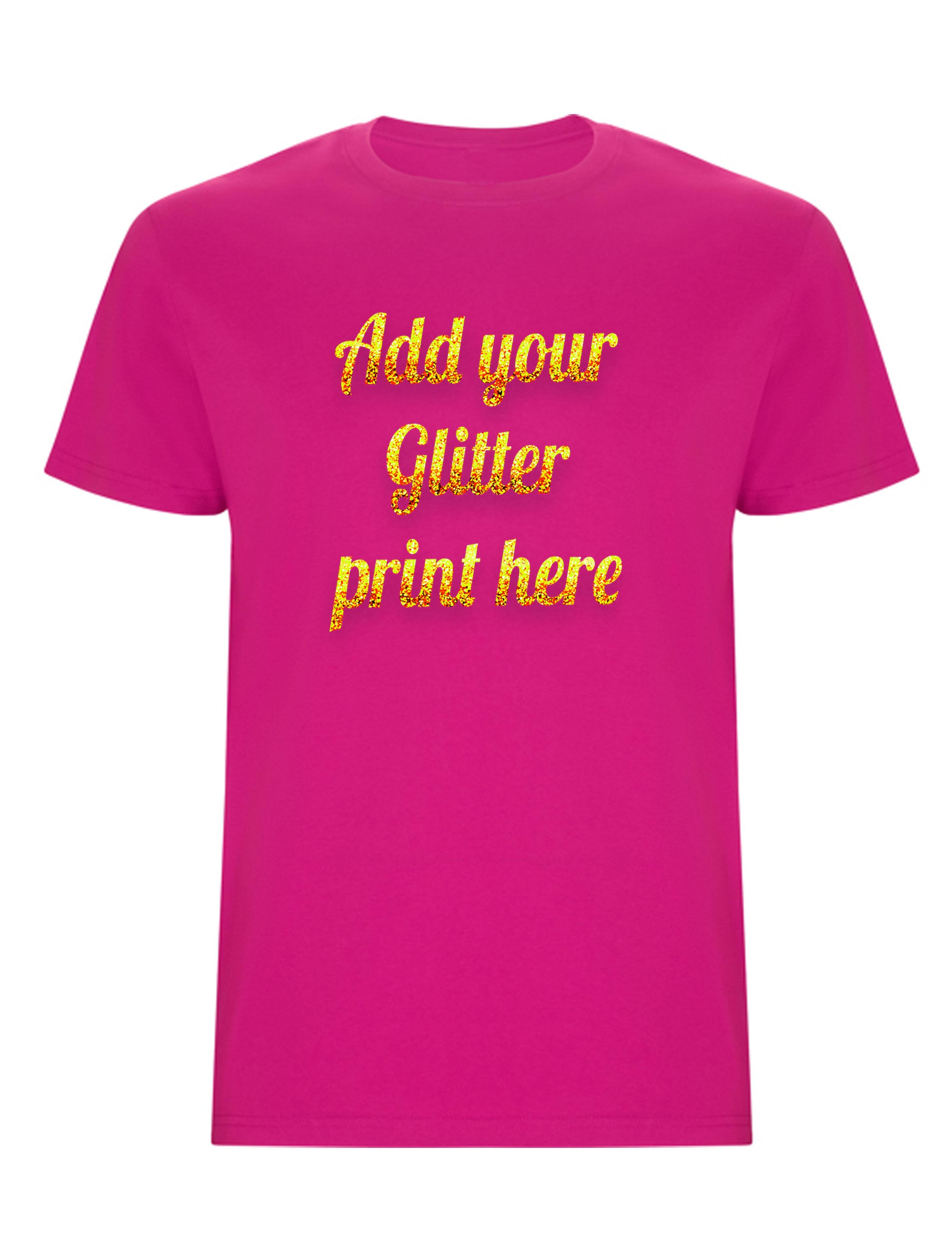 Custom Glitter Printed Heavyweight Kids T-Shirt Hot Pink