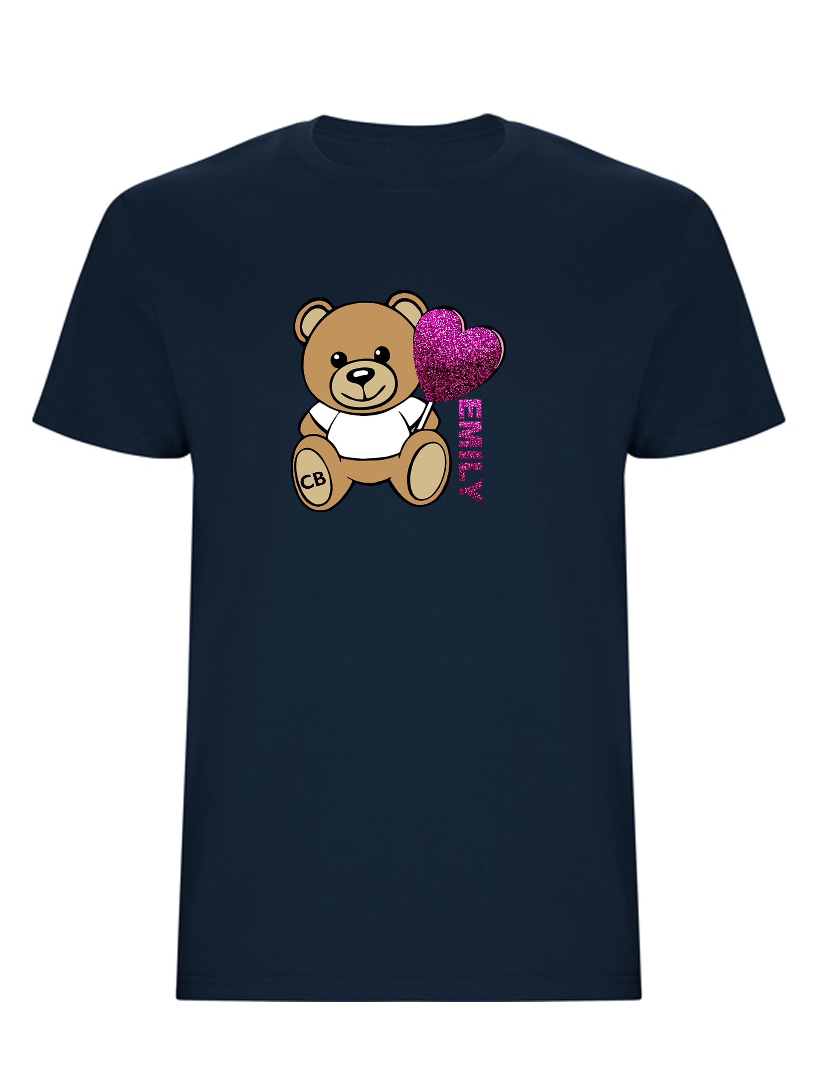 Custom Kids Bear T-Shirt Navy