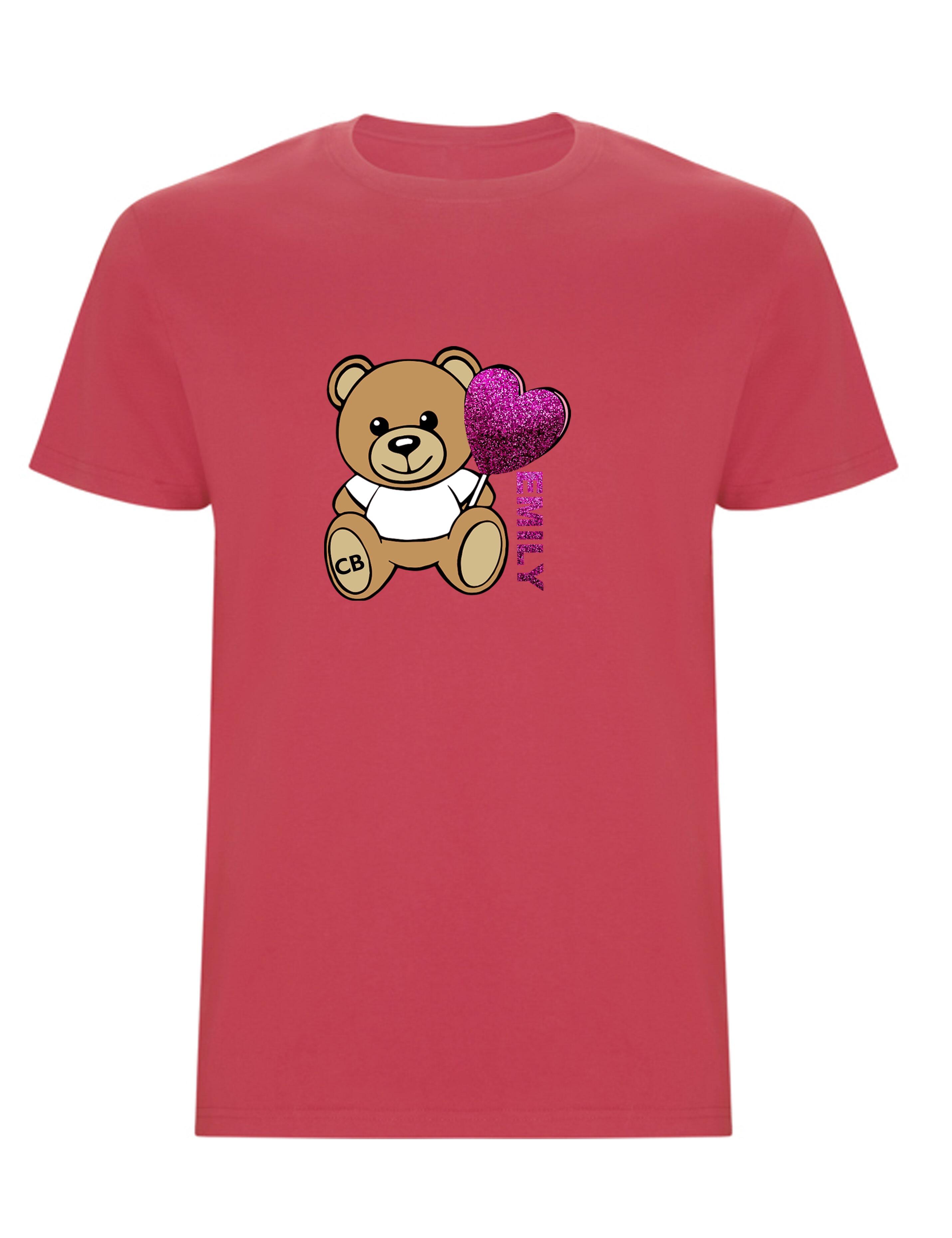 Custom Kids Bear T-Shirt Red Love