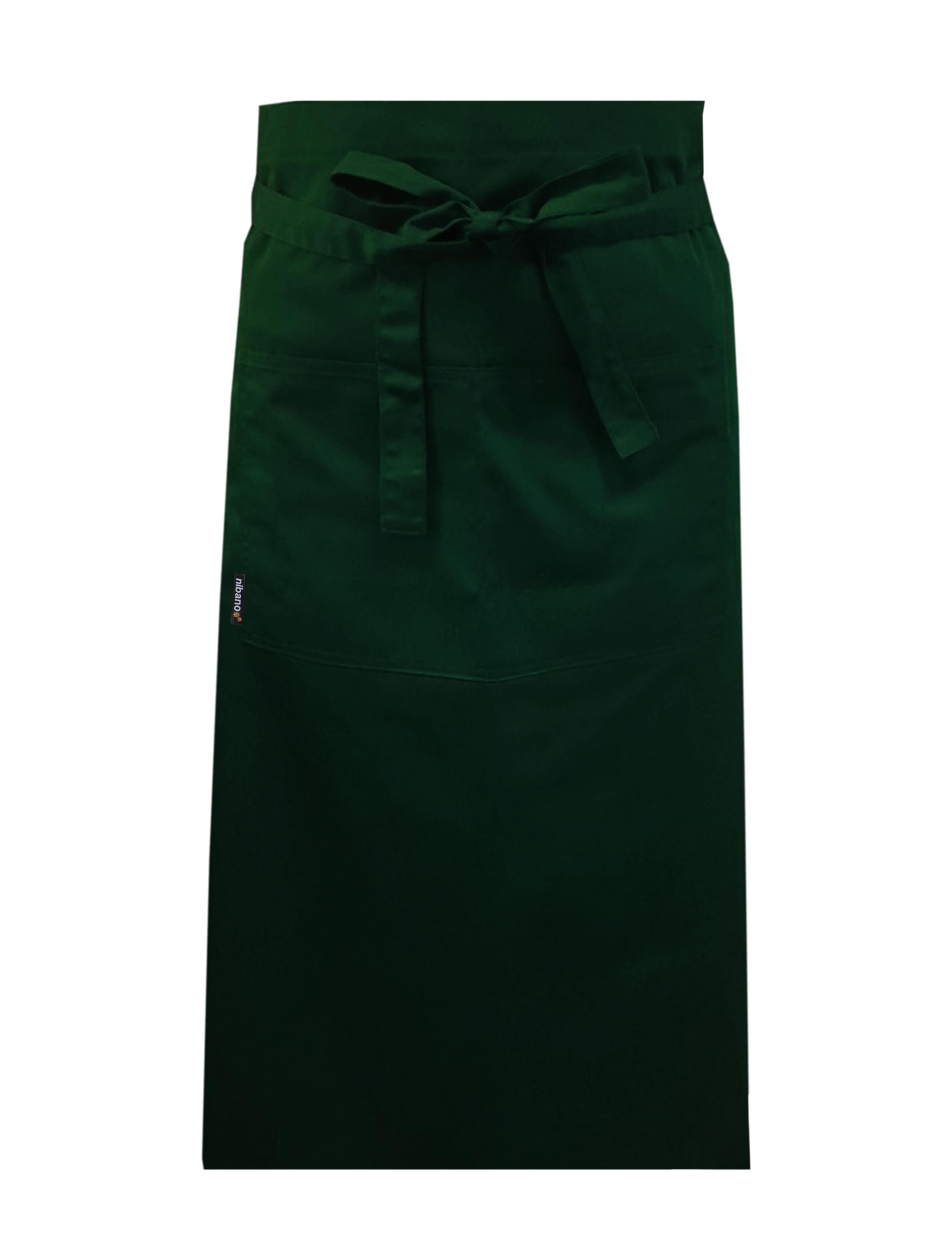 Nibano Long Waist Apron with pockets Bottle Green