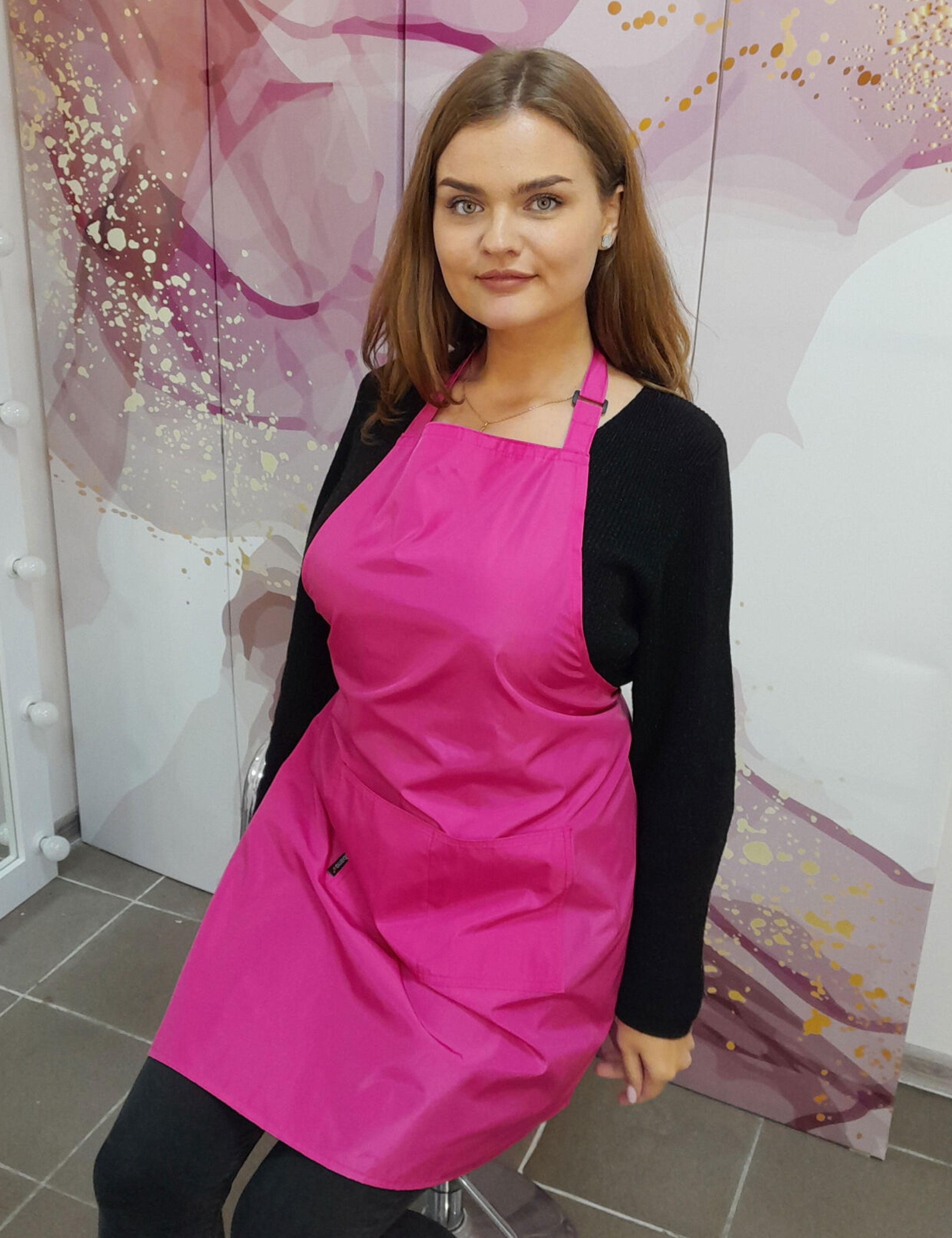 Professional hot pink salon apron waterproof