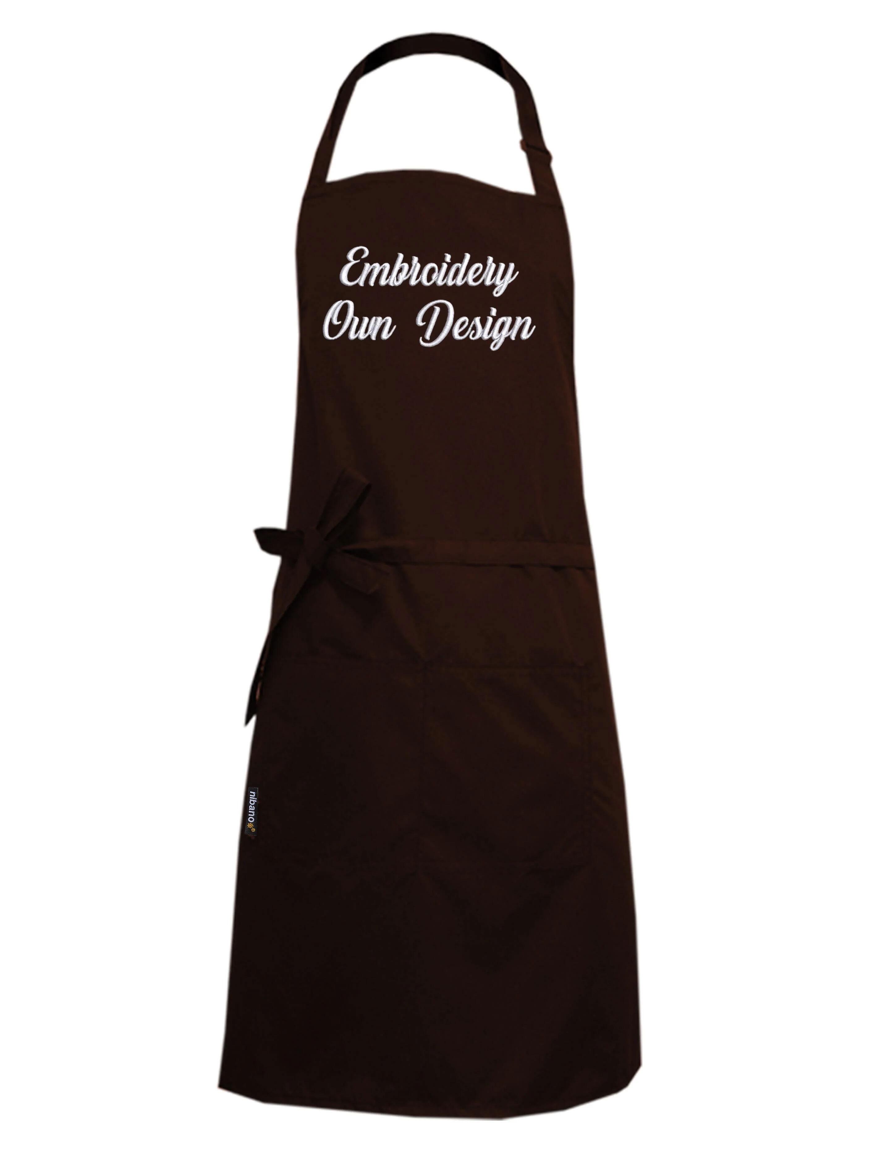 Nibano embroidered сhocolate waterproof grooming and hair salon apron plus size
