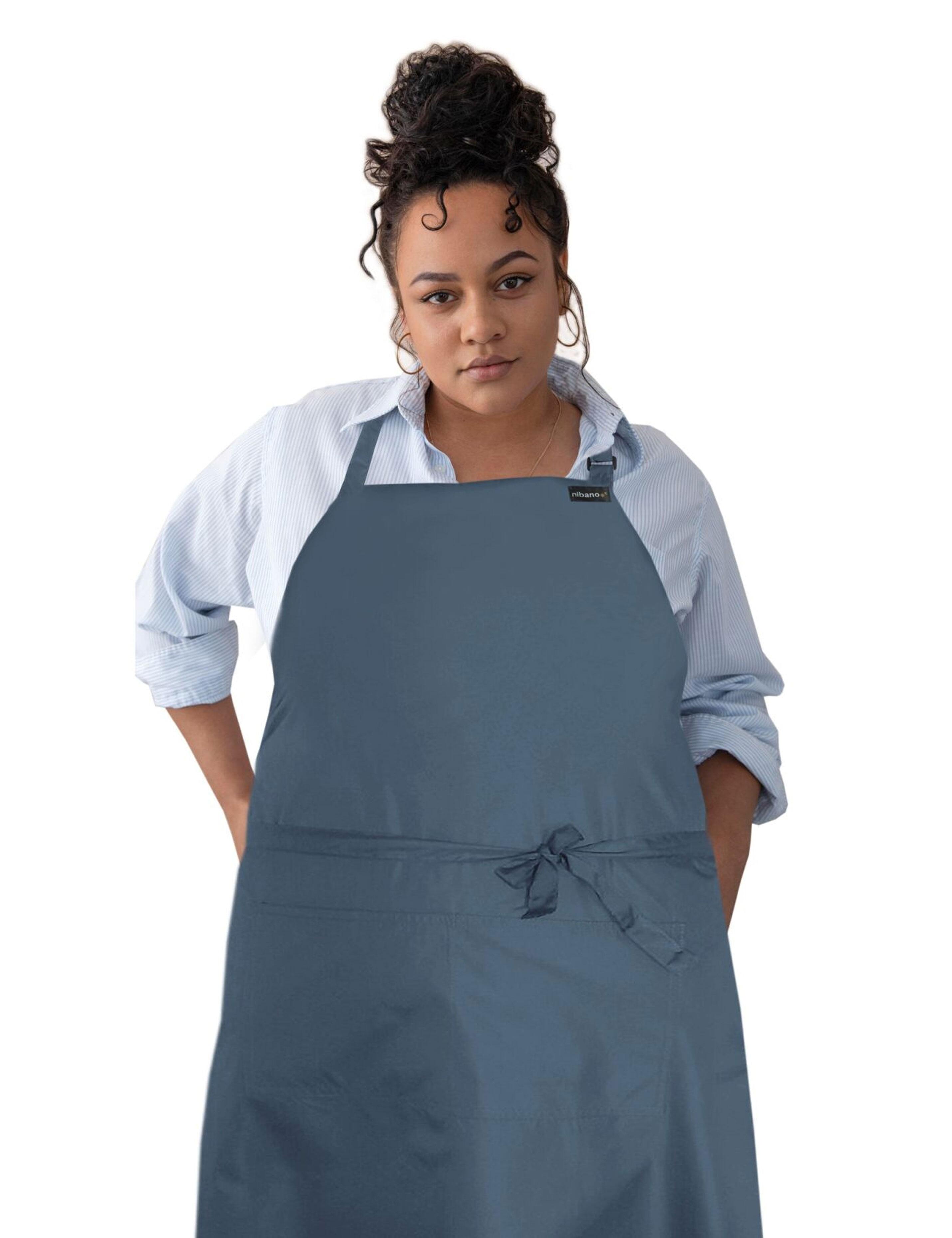 Personalised embroidered steel blue waterproof barber and salon apron