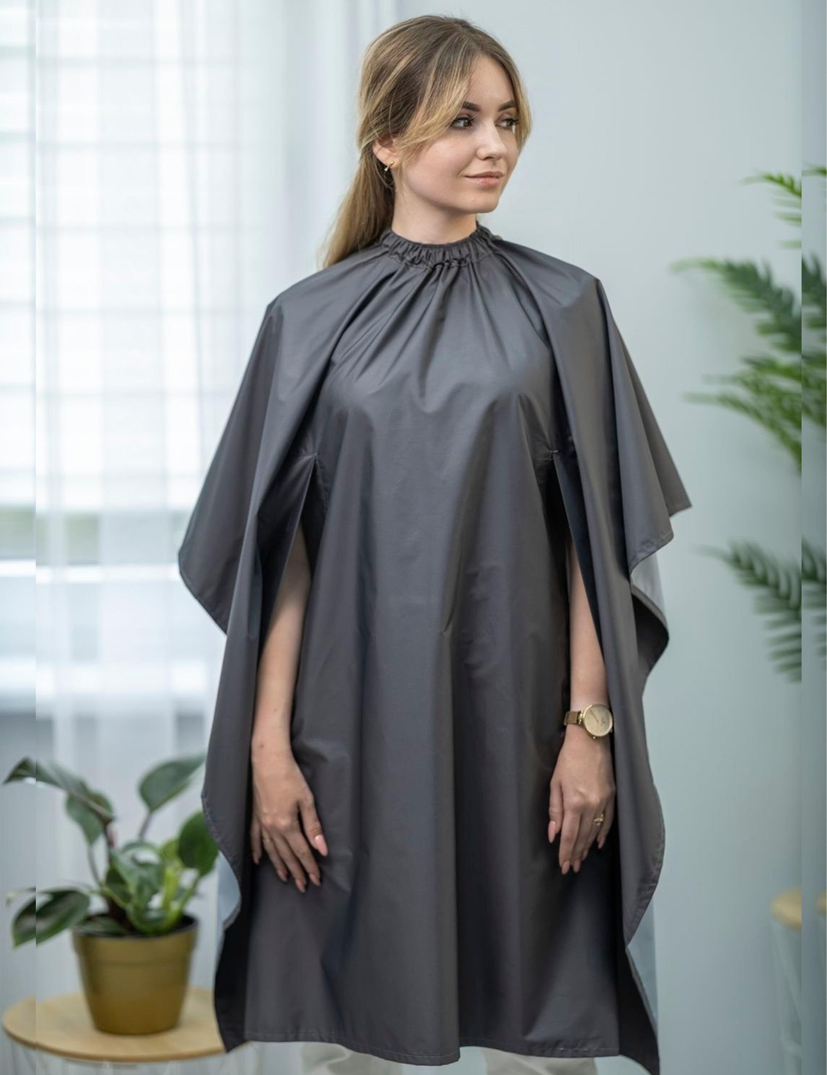 Waterproof salon gown with hand slits dark grey for beauty salon