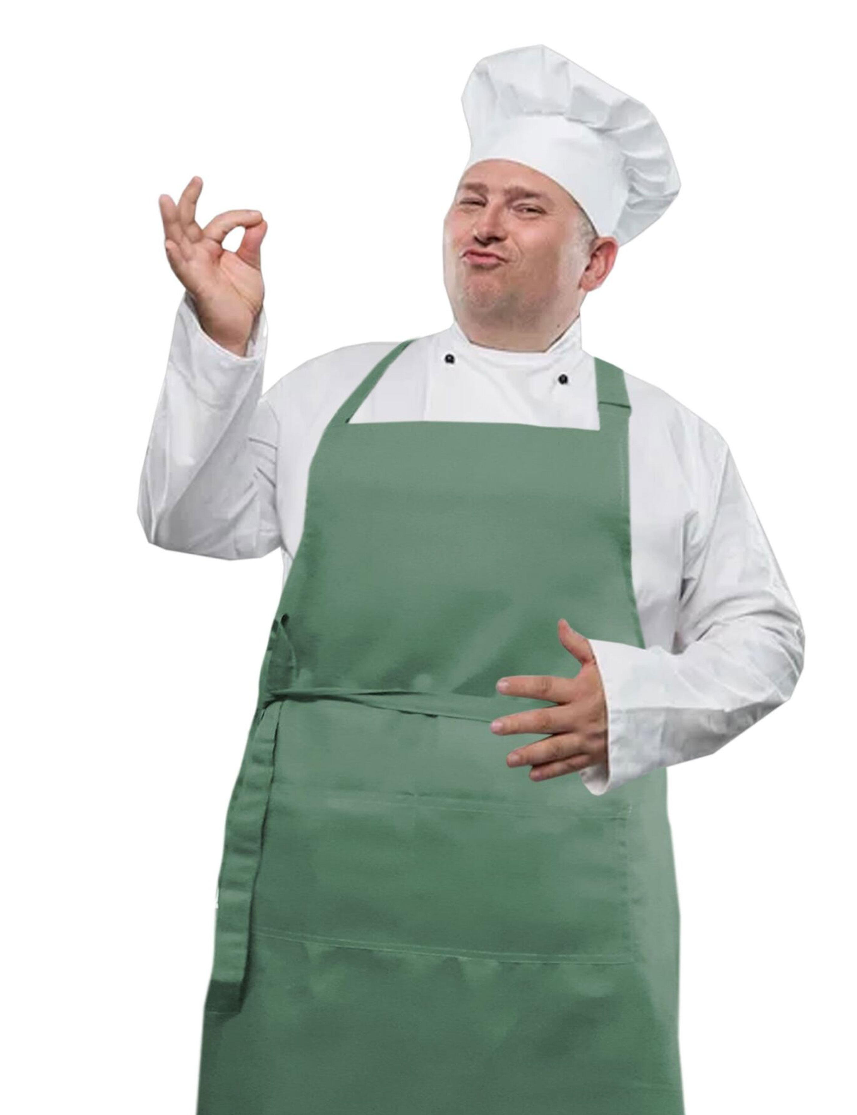 Olive green plus size bib apron with custom print or embroidery option