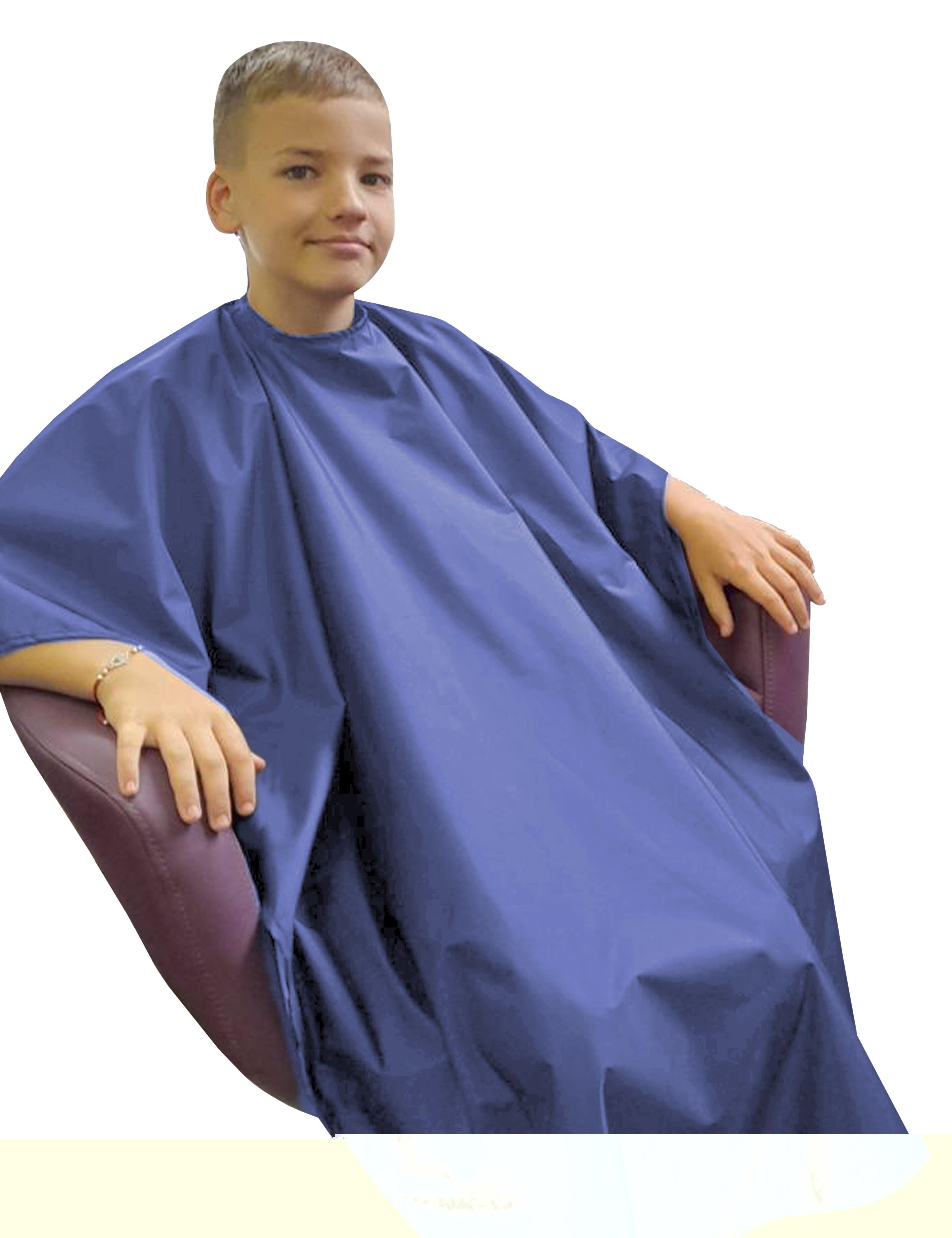 Children’s salon cape in Denim Blue for haircuts