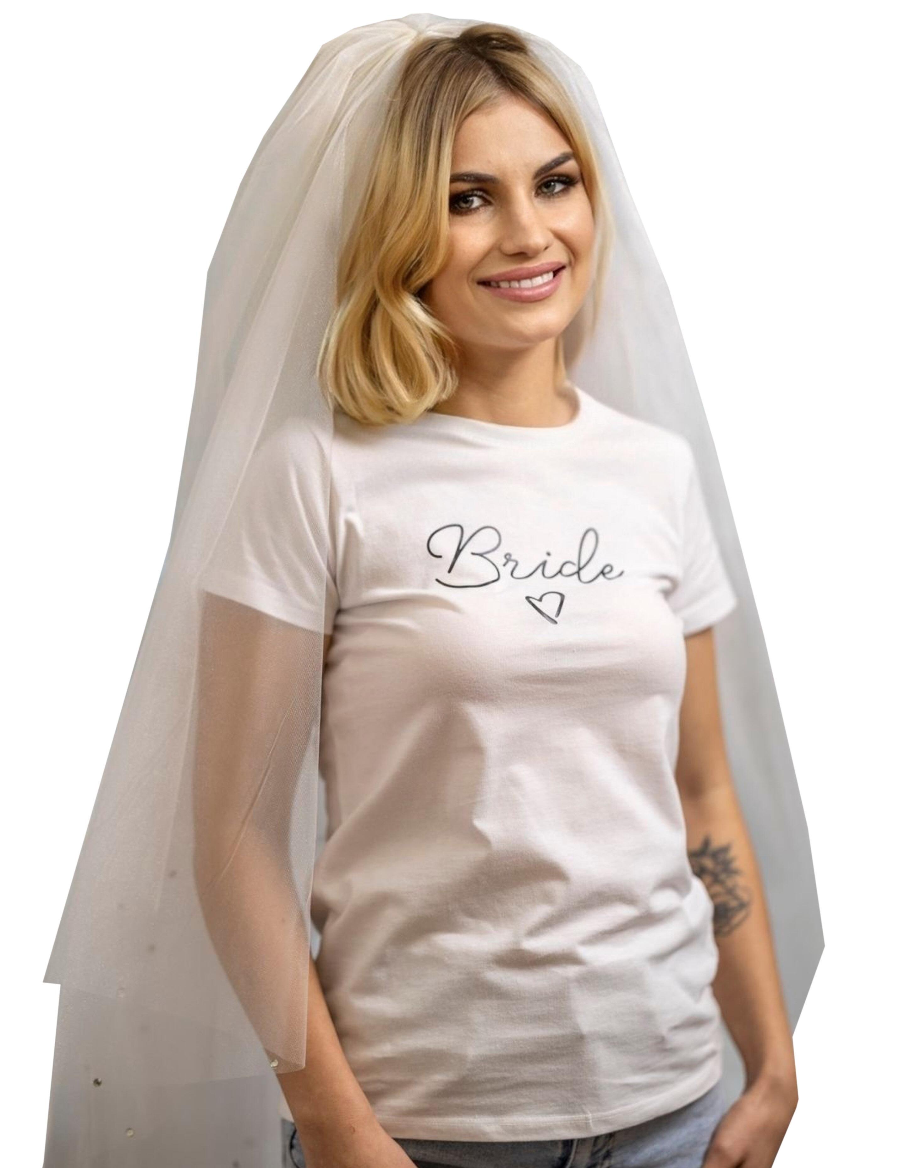 Custom white bride T-shirt with printed design