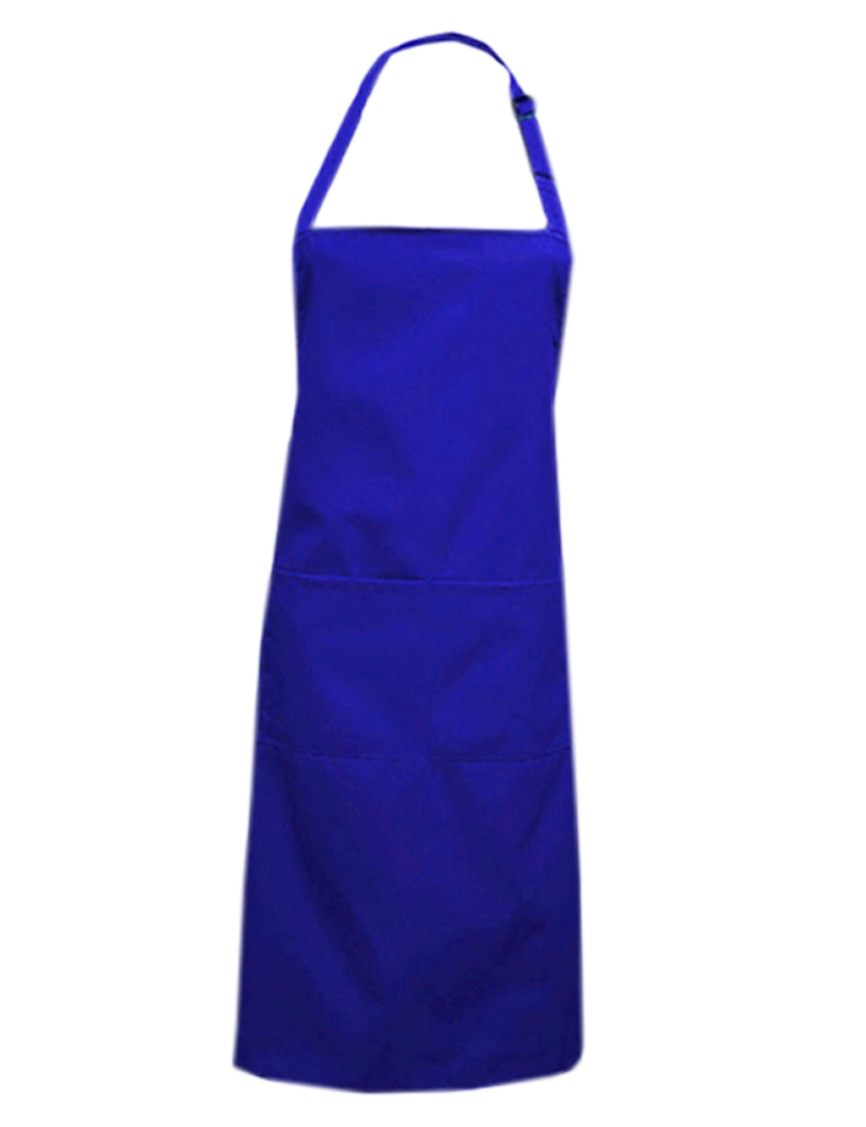 Royal Blue mid-length polycotton bib apron plain professional workwear