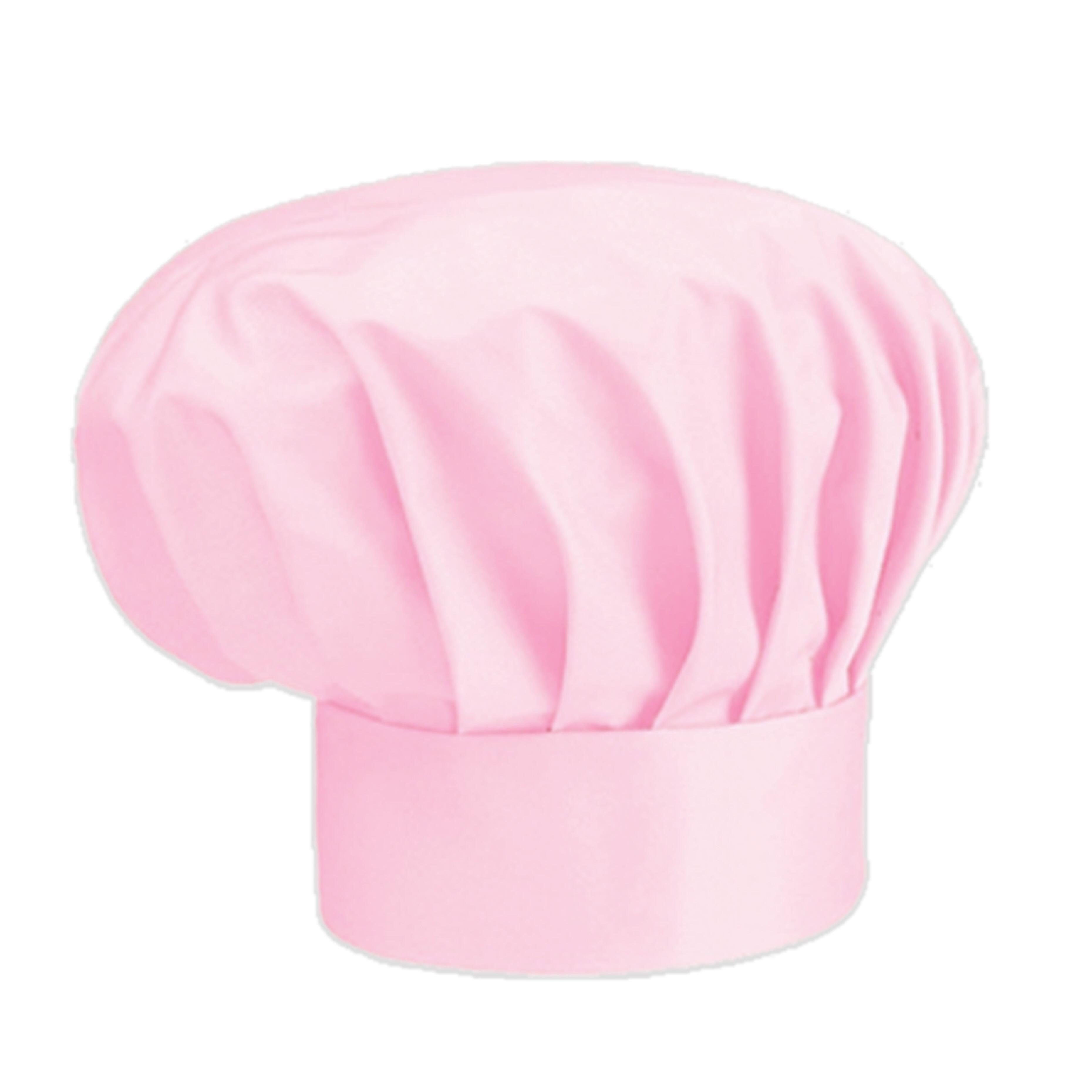 Pink chef’s hat available plain, printed or embroidered for professional kitchens