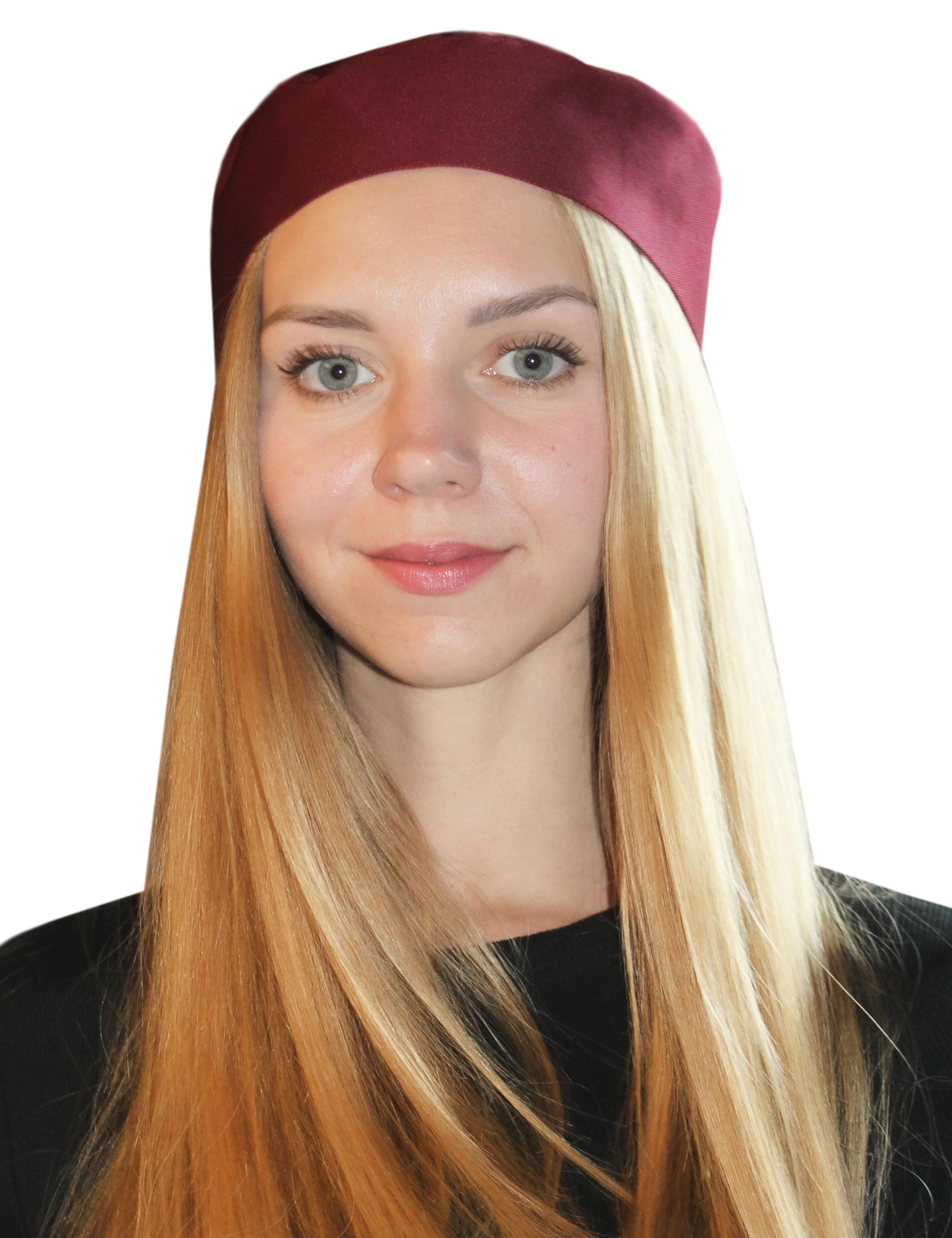 Burgundy professional chef skull cap for kitchen staff