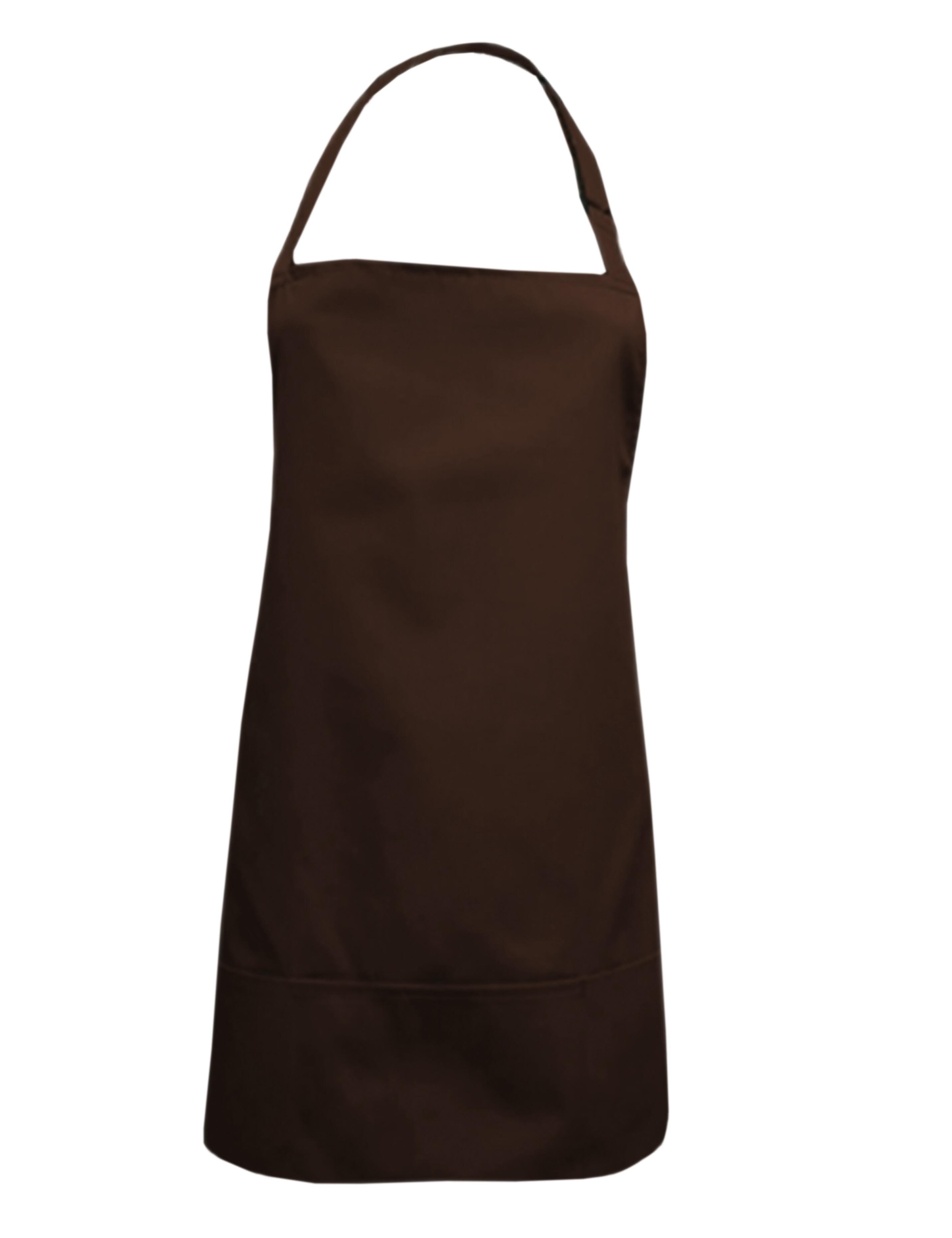 Brown short bib apron for chefs and kitchen staff