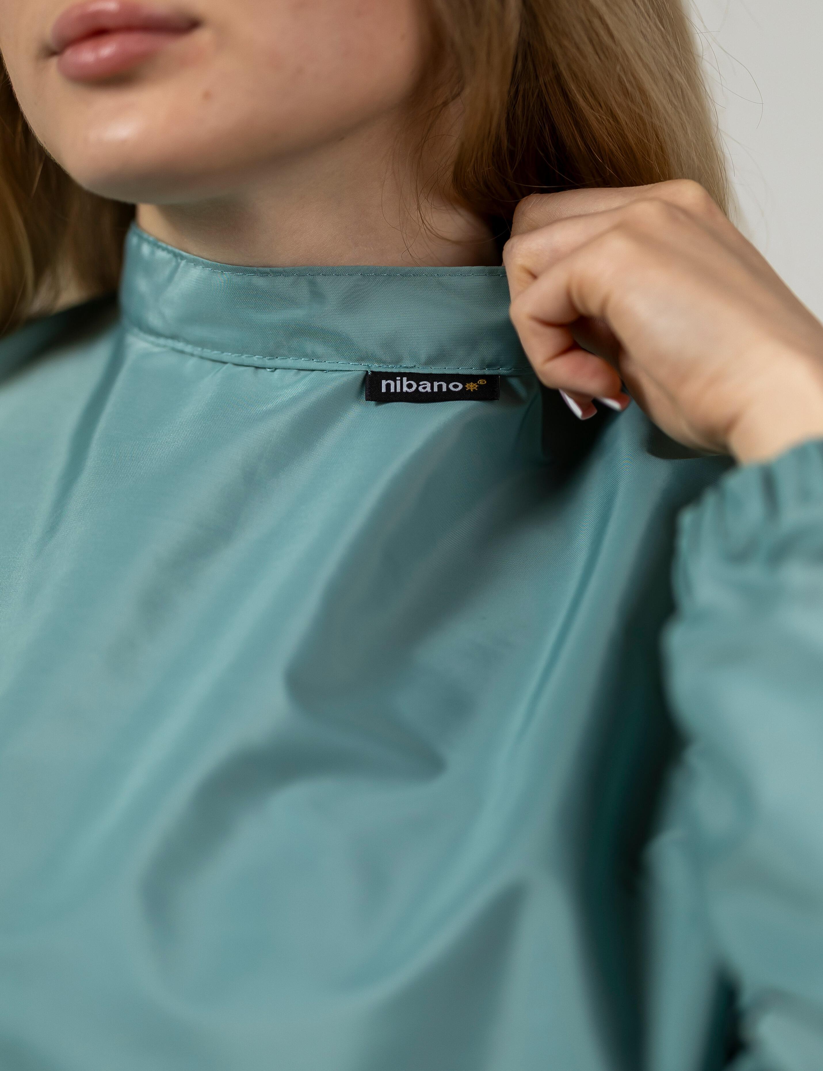 Elegant sage professional hairdressing cape with sleeves