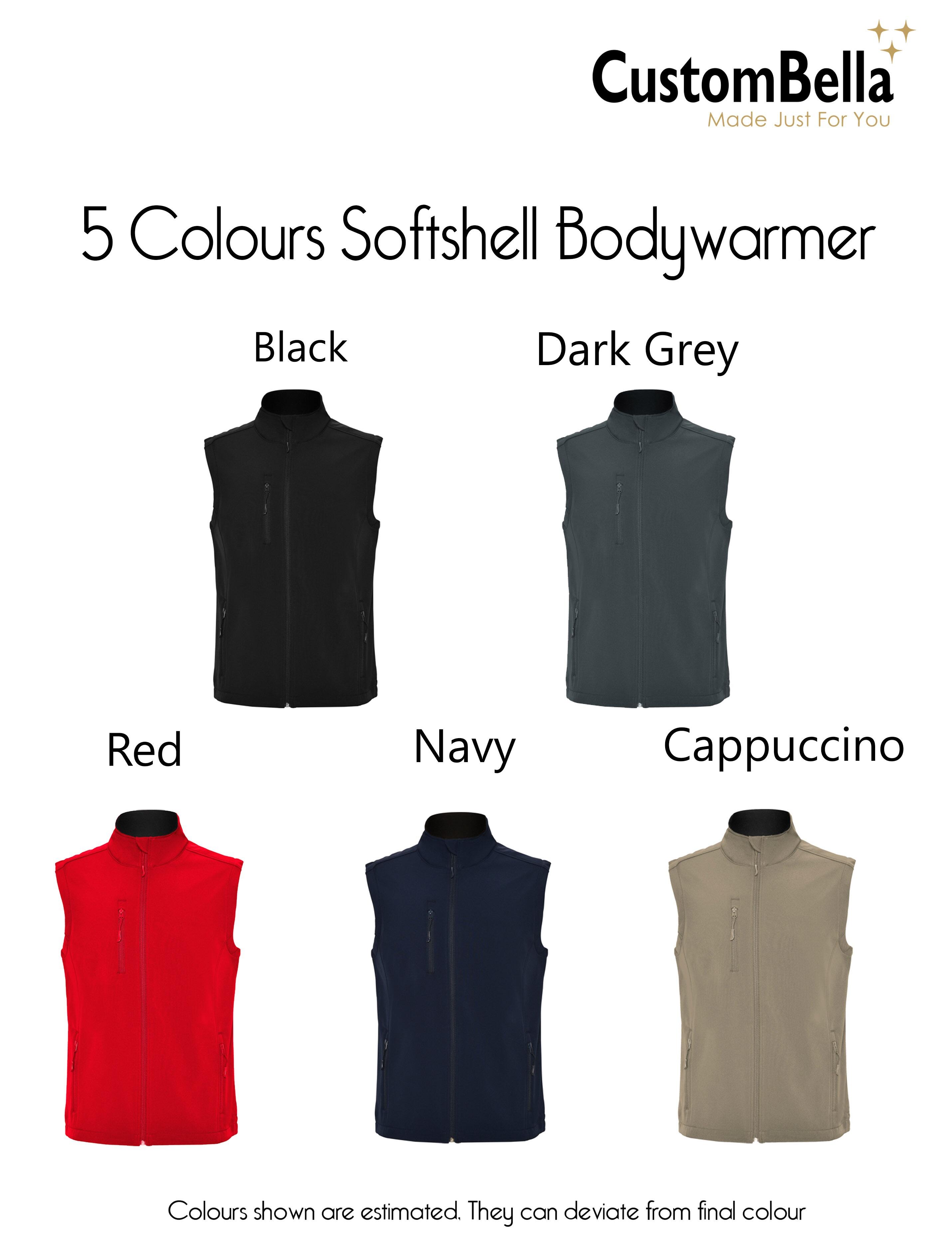 Embroidered or printed Red softshell bodywarmer for teams