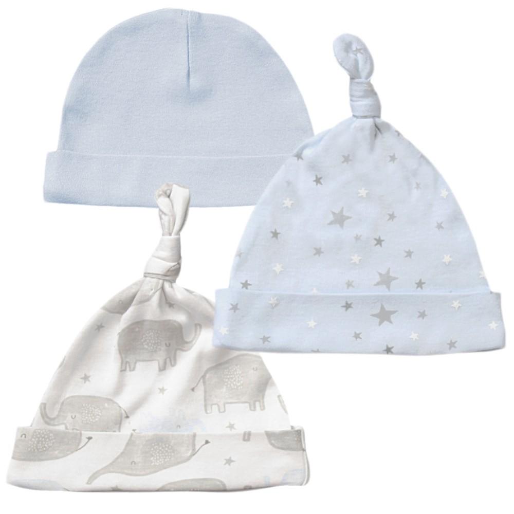 NEW Set of 3 Quality Baby Girl Boy Soft Touch 100% Cotton Hats Set 0-9 months 