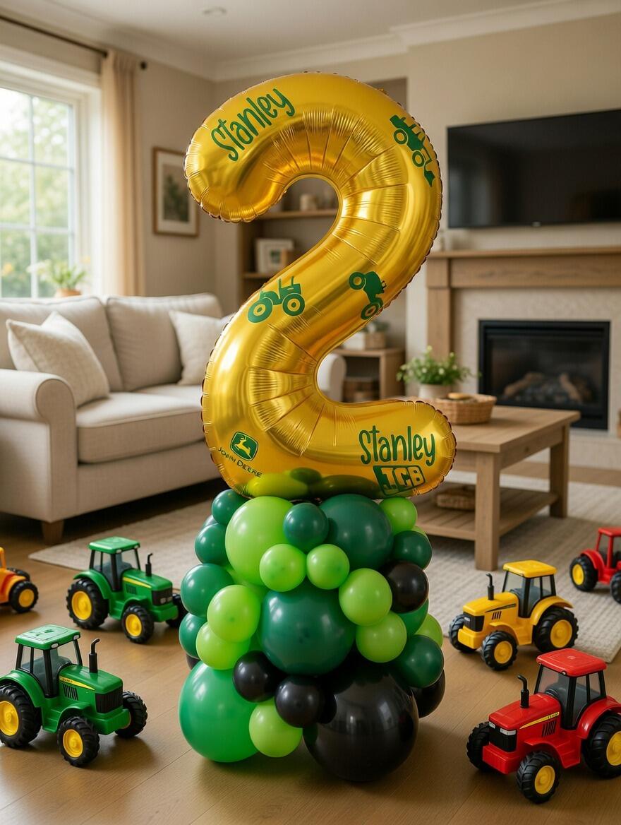 Signature tractor single number balloon display