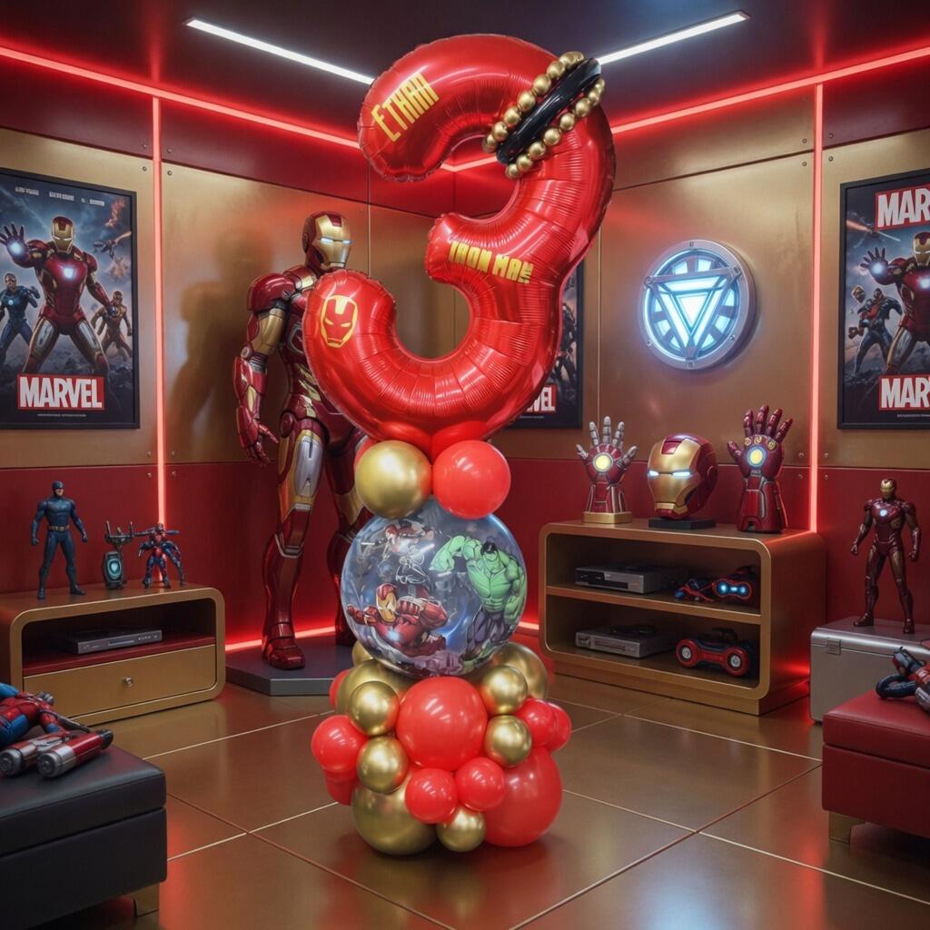 Signature Iron Man single number balloon display