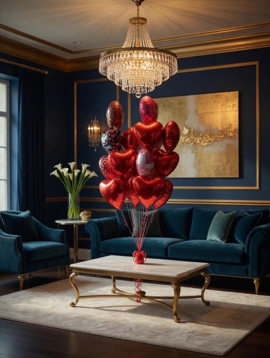 Romantic Heart Balloon Bouquet in Cozy Boho Bedroom – Valentine’s Day Surprise
