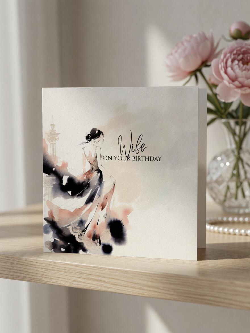 Wife Birthday Card hand-finished Ladybug greeting card with Swarovski crystals or pearls