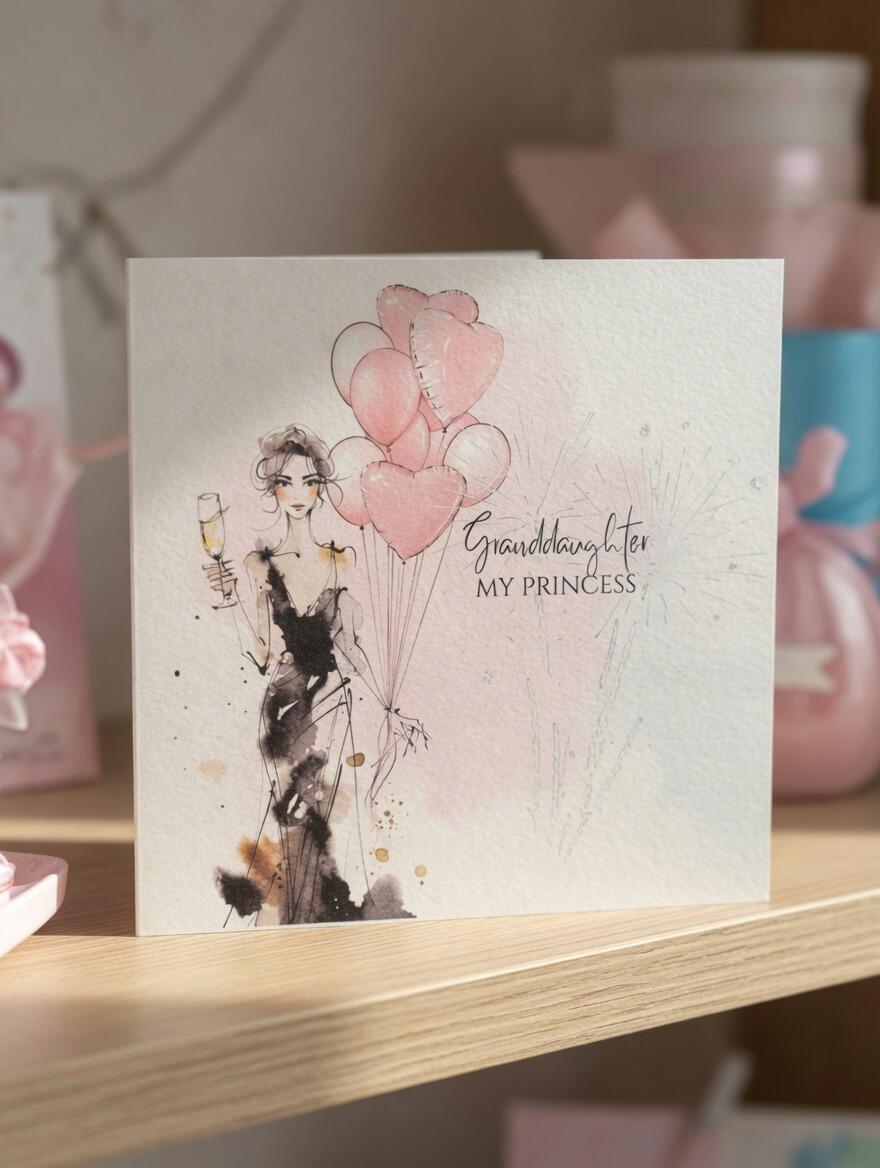 Granddaughter Birthday Card hand-finished Ladybug greeting card with Swarovski crystals or pearls